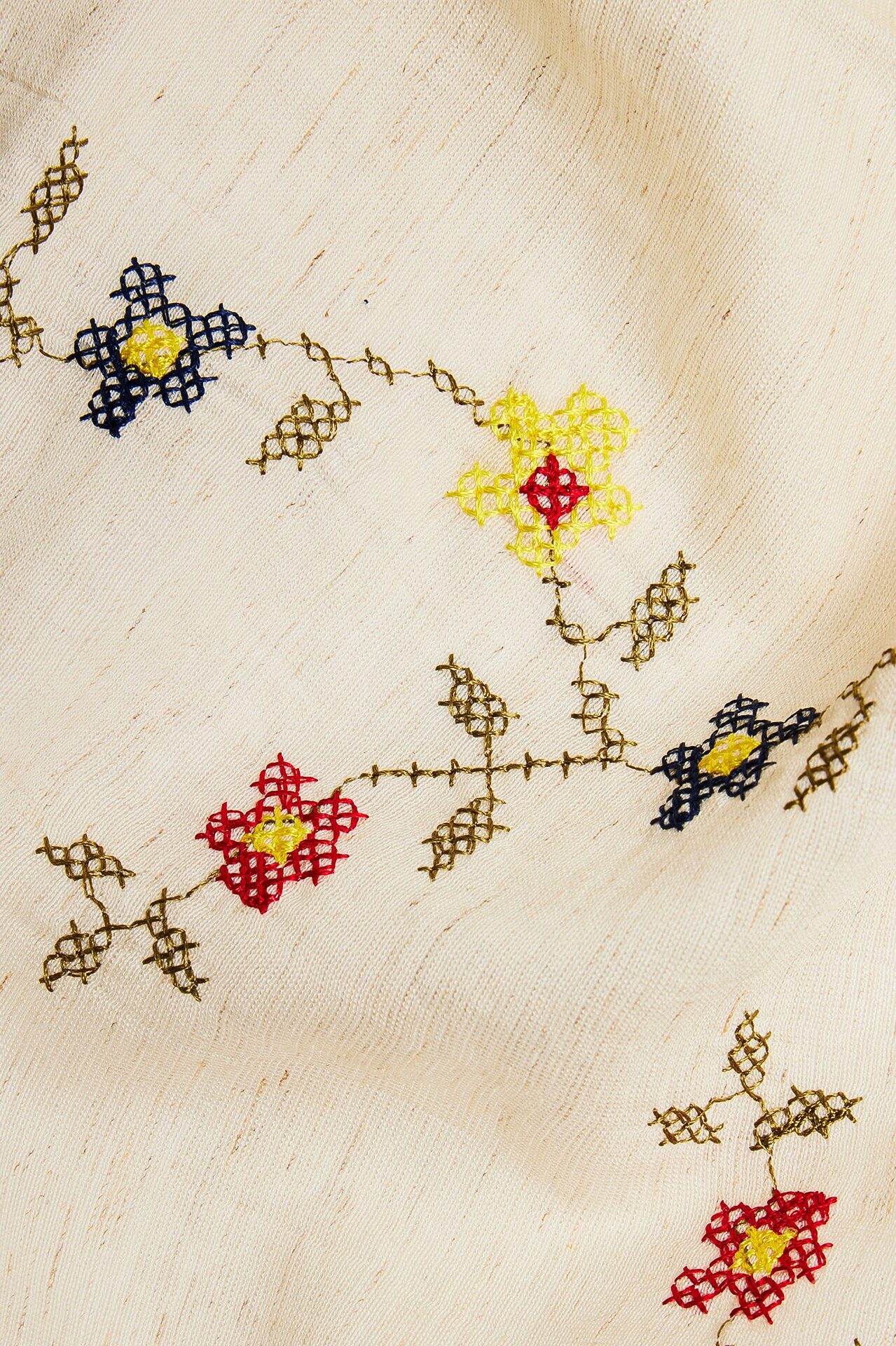 Flower Girl Embroidered Head Scarf - Ivory/combo