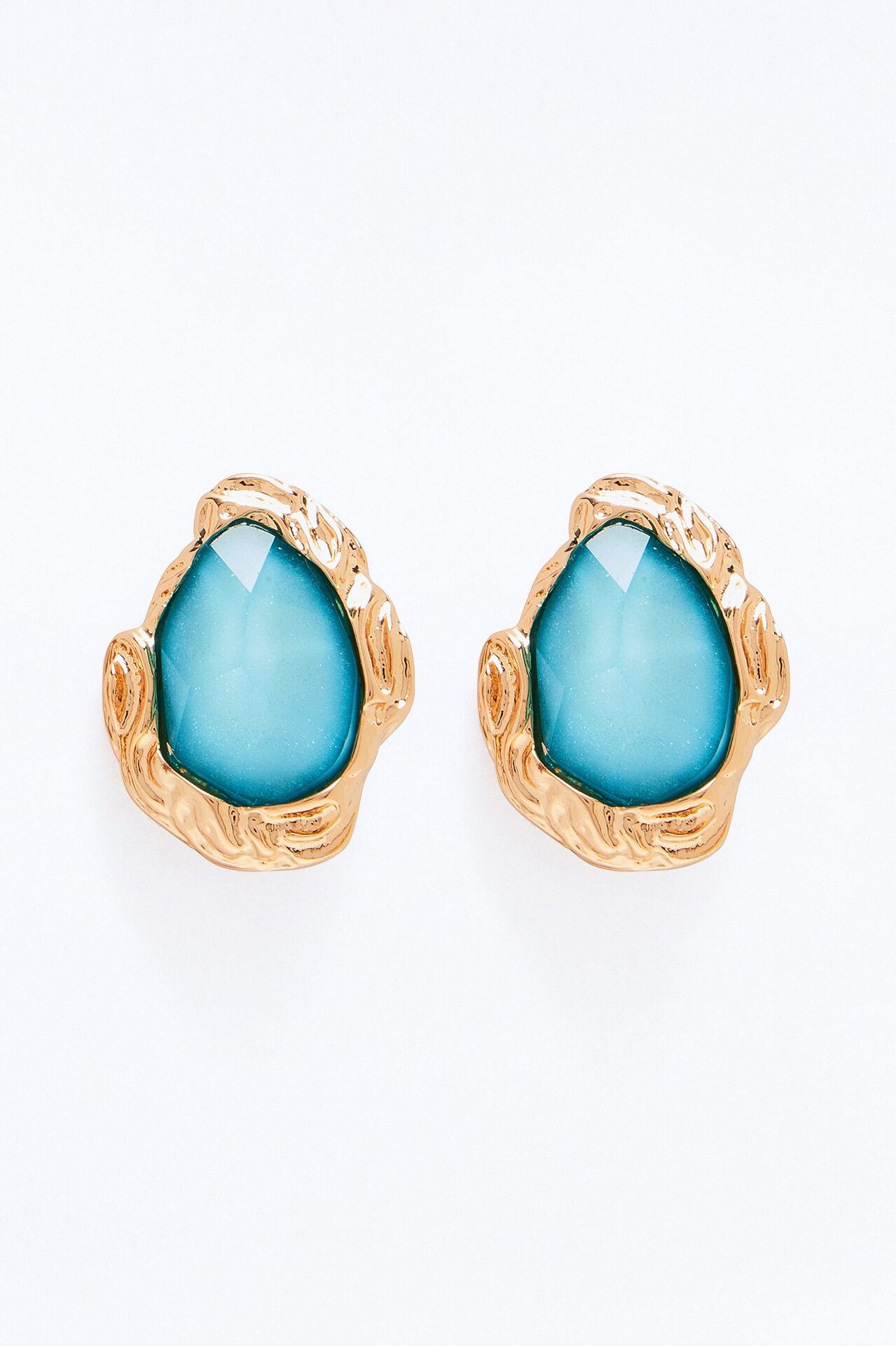 No Cloud Jeweled Stud Earrings - Gold/Blue