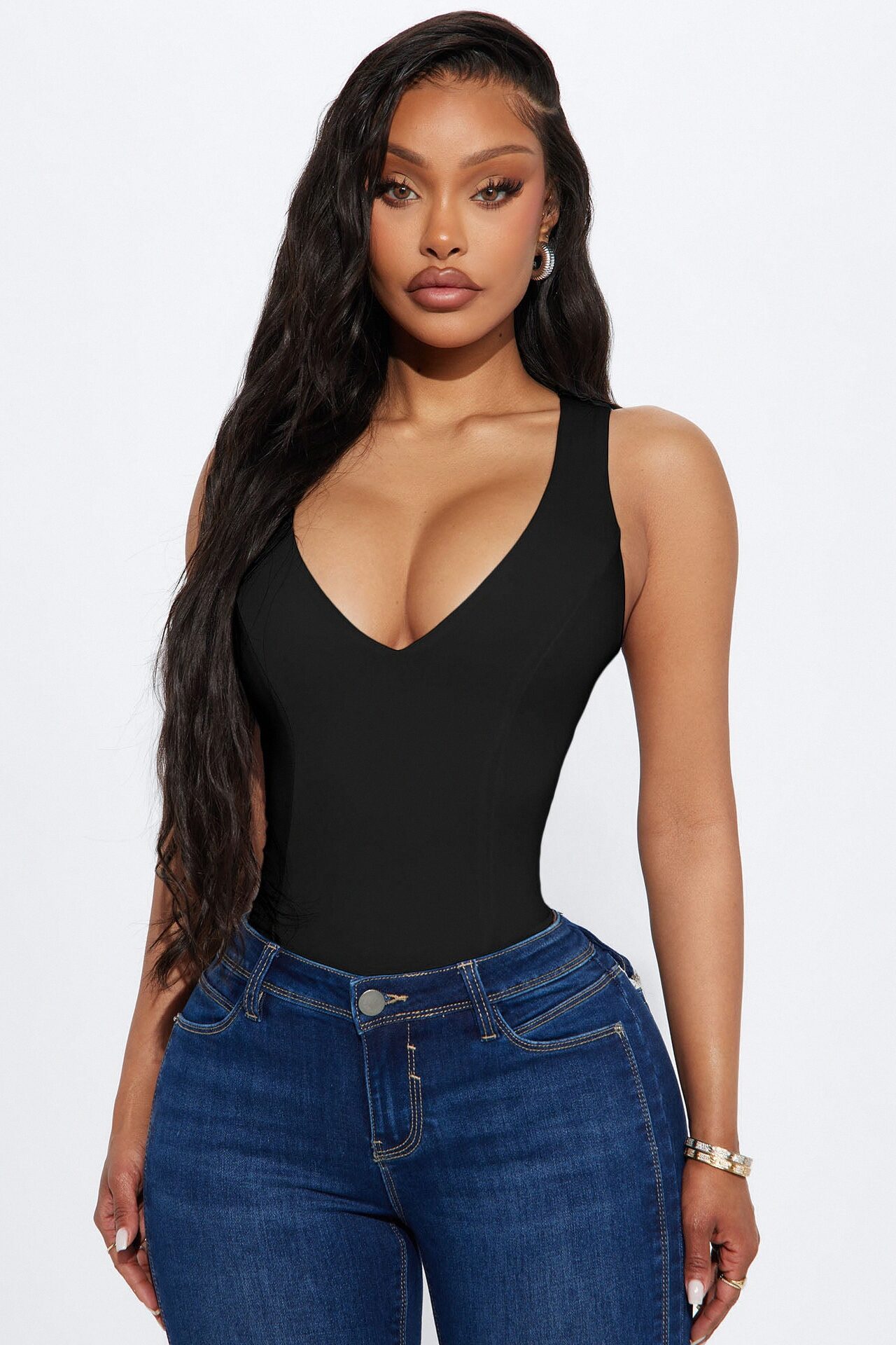 Delta Double Lined Bodysuit - Black