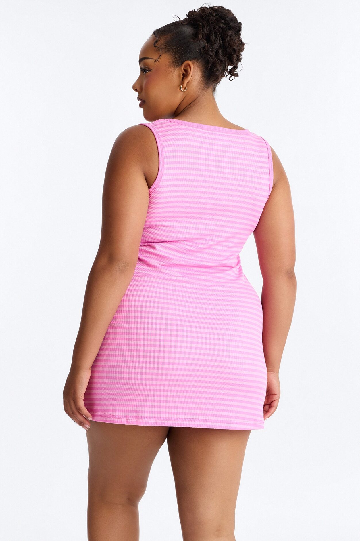 Staying In Striped PJ Sleep Dress - Hot Pink