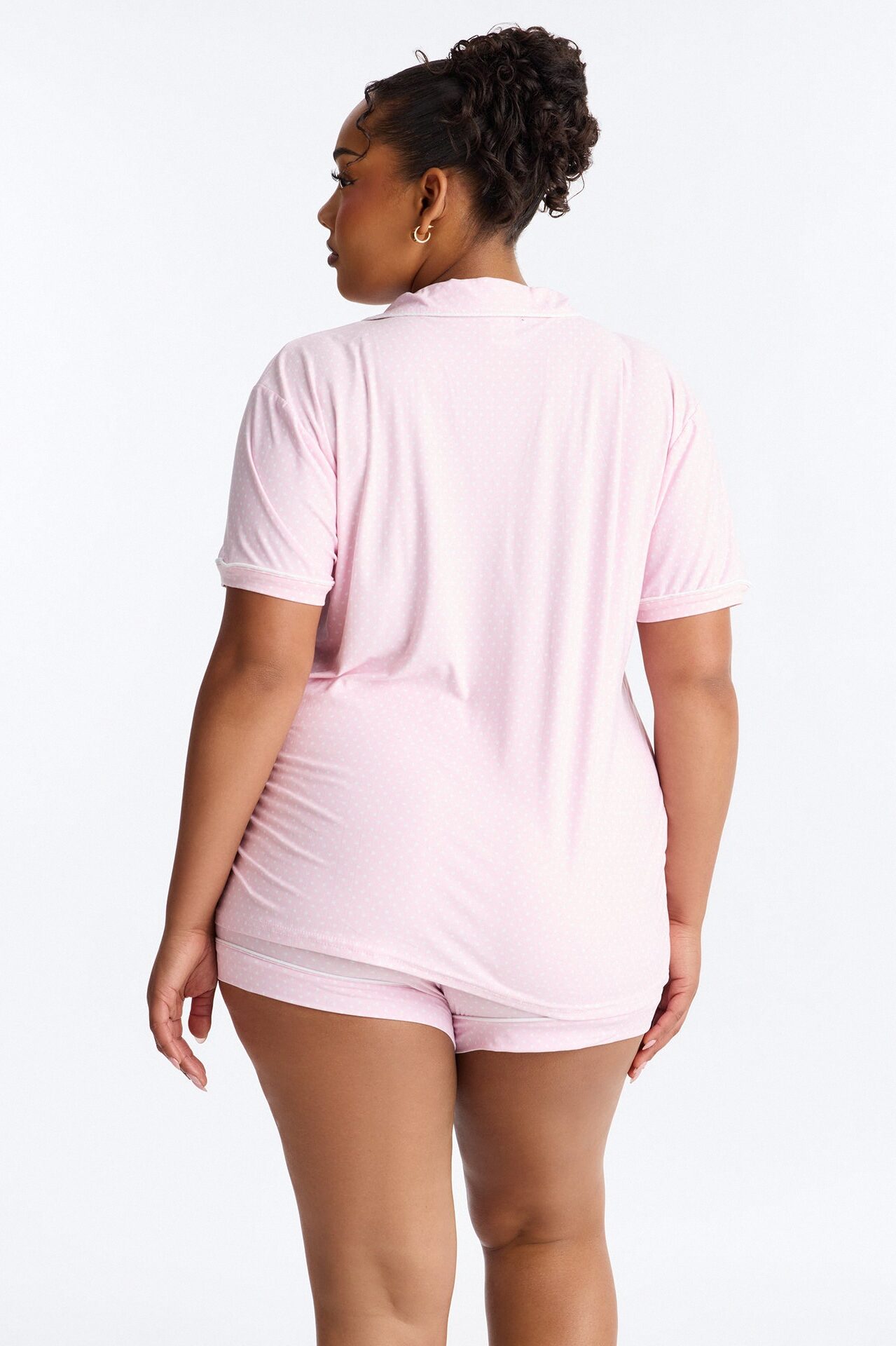 Snuggle All Night Button Up PJ Short Set - Pink