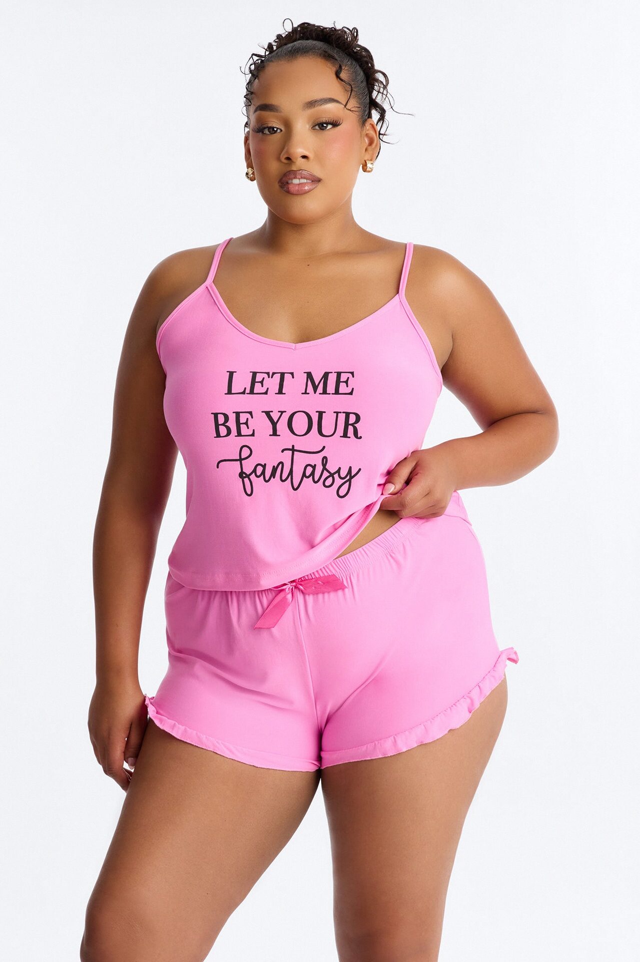 Let Me Be Your Fantasy 2pc Ruffle PJ Short Set - Pink