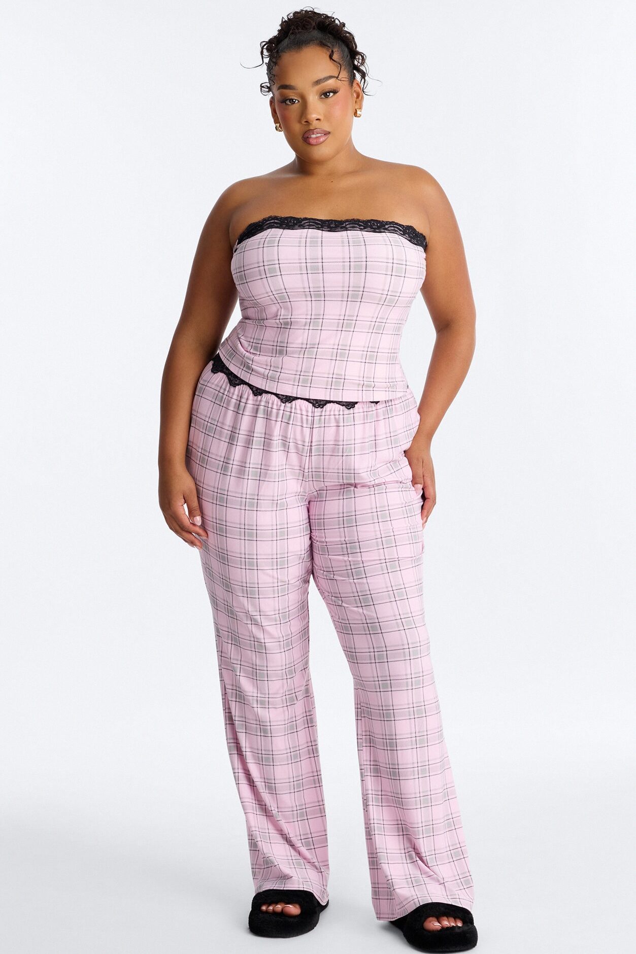 Sleeping Pretty Always Tube Top PJ Flare Pant Set - Pink