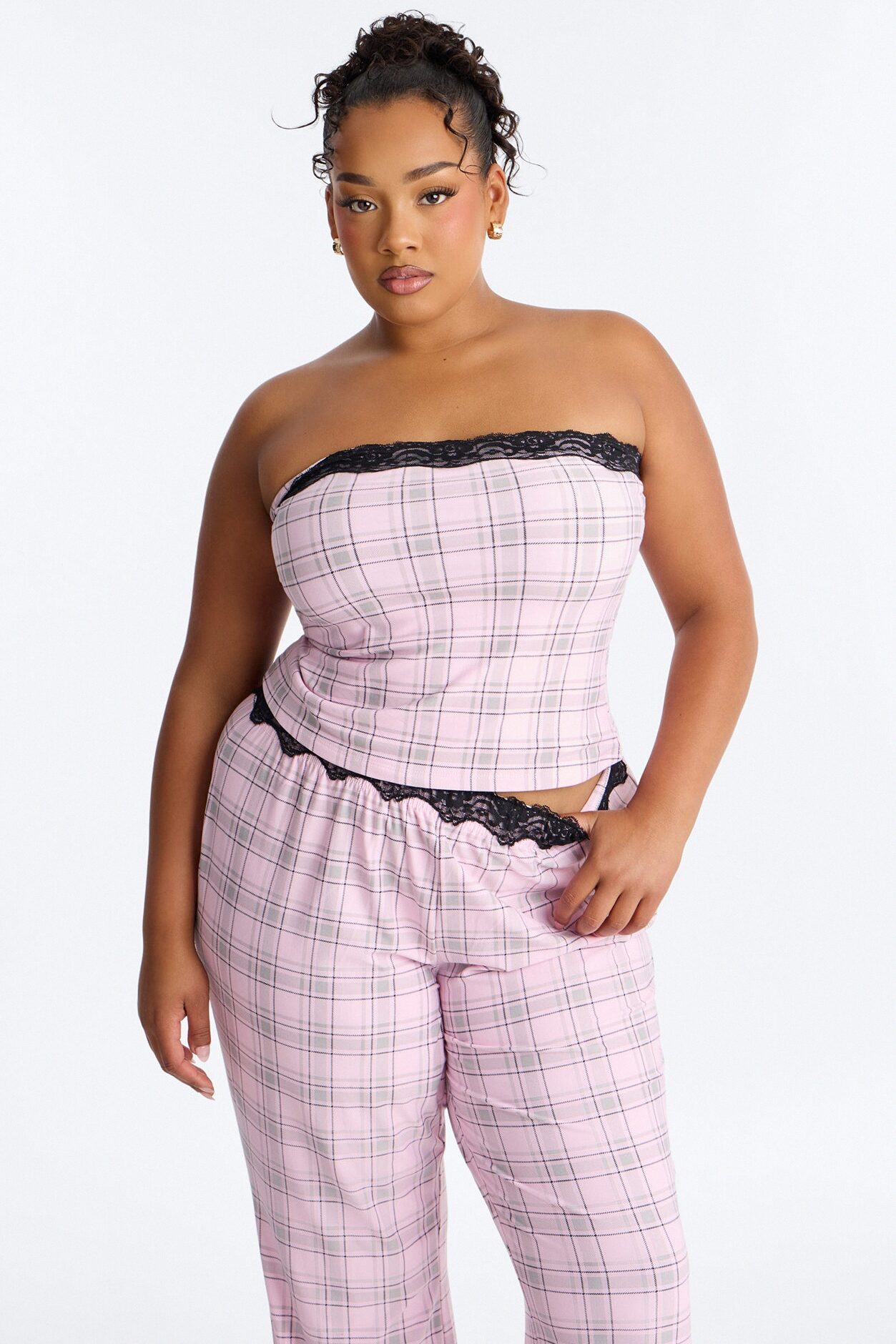 Sleeping Pretty Always Tube Top PJ Flare Pant Set - Pink
