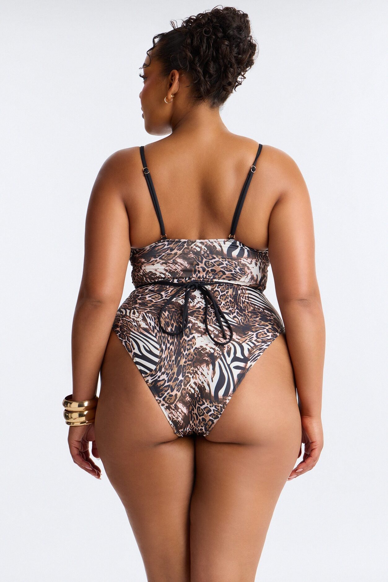 Sunkissed Strappy 1 Piece Cut Out Swimsuit - Leopard