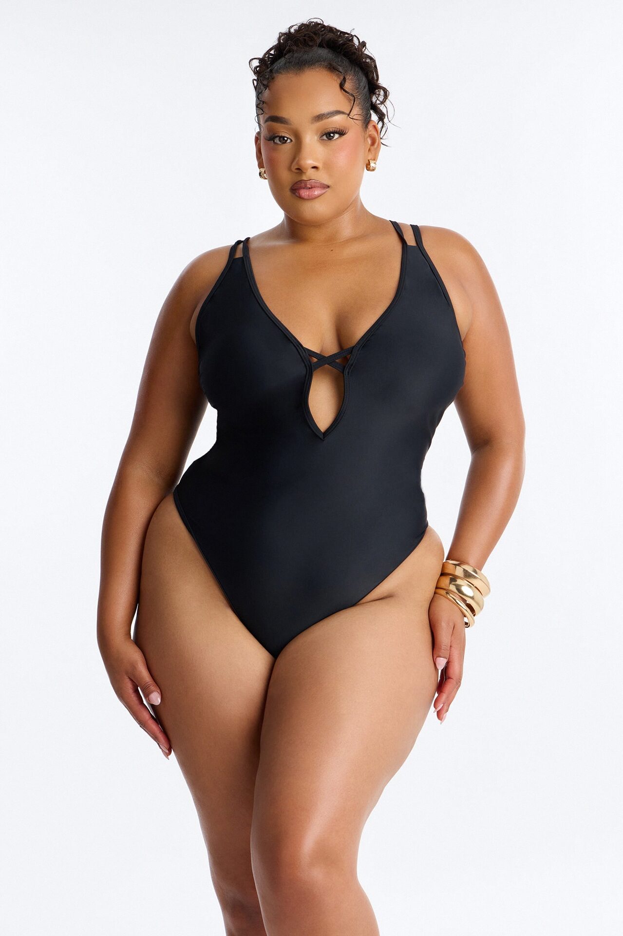 Parker 1 Piece Plunge Neck Swimsuit - Black