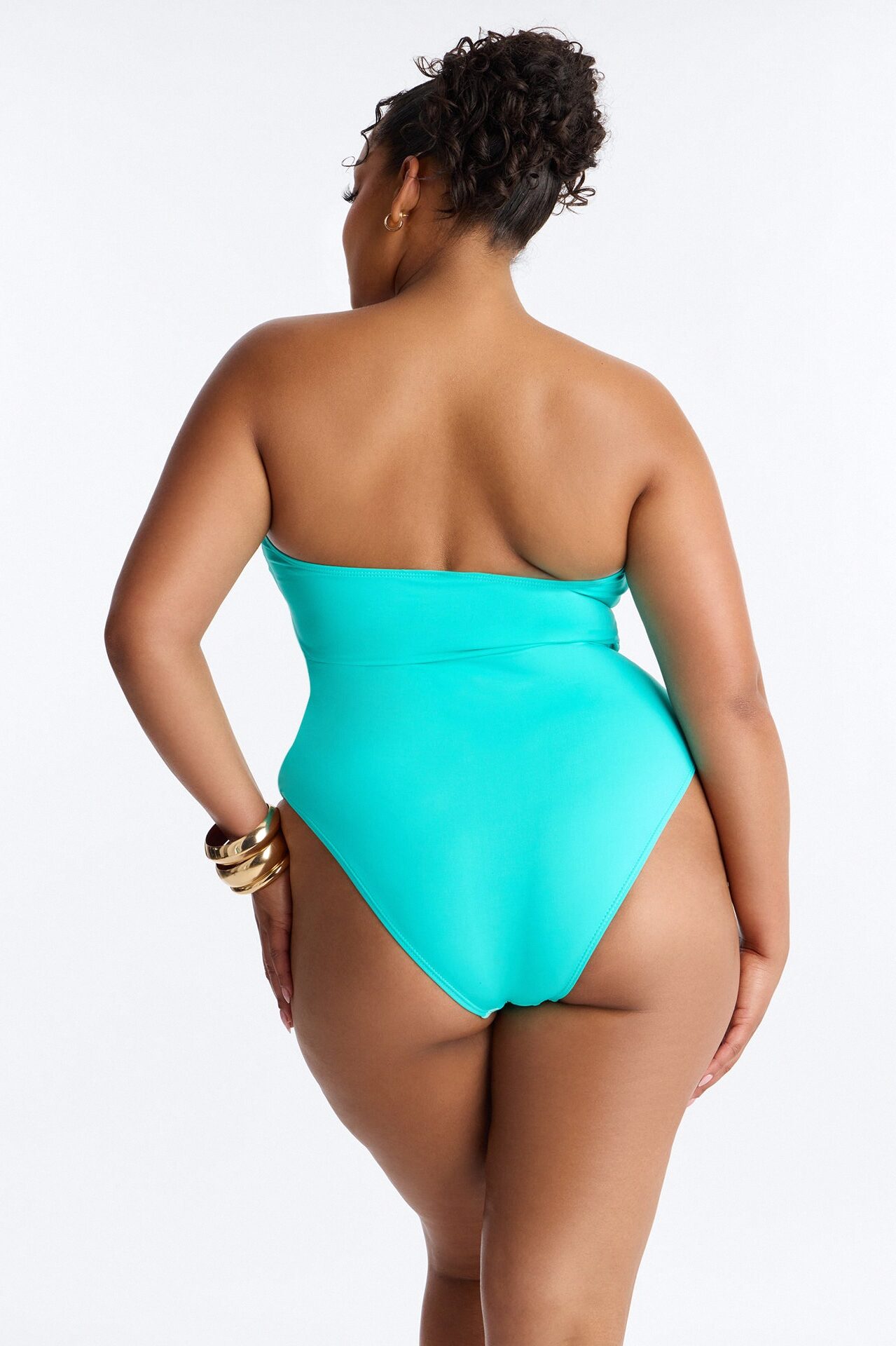 Beach Behavior 1 Piece Strapless Swimsuit - Turquoise