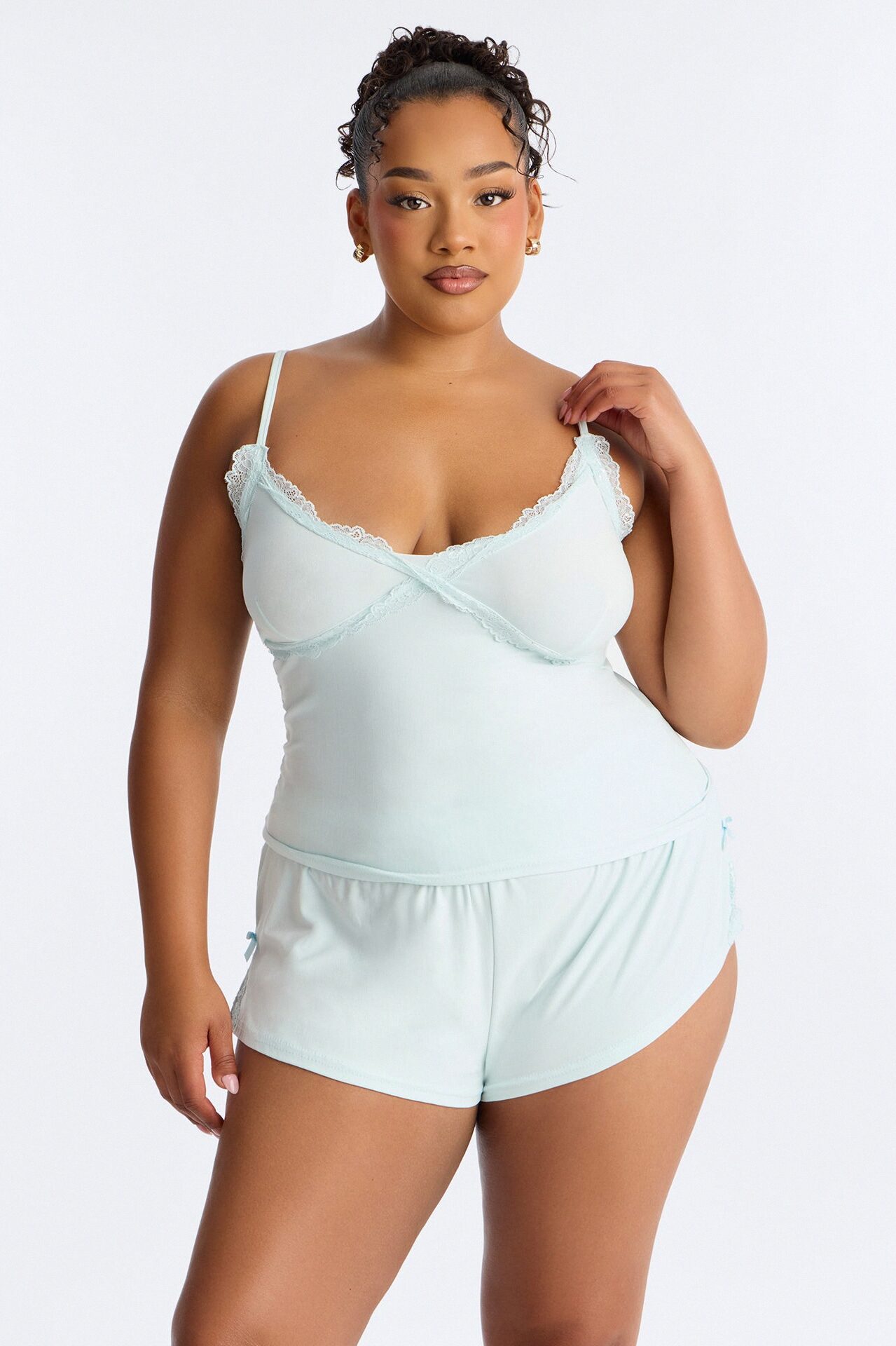 Always On My Mind PJ Short Set - Light Blue