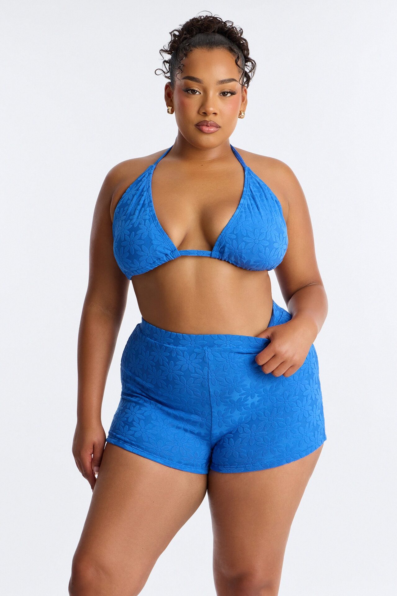 Marla Terry Cloth 2 Piece Boyshort Bikini Set - Blue