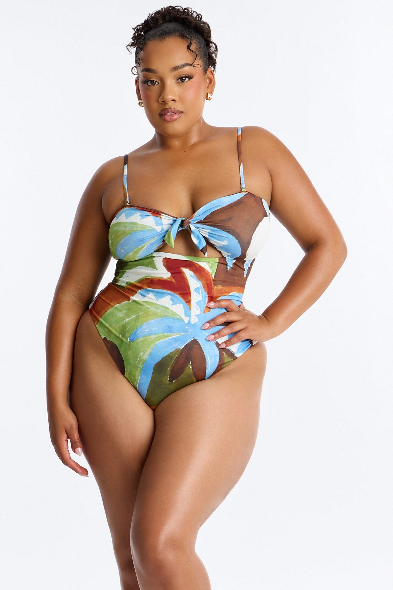 Sea You Never 1 Piece Tropical Strapless Swimsuit - Multi Color