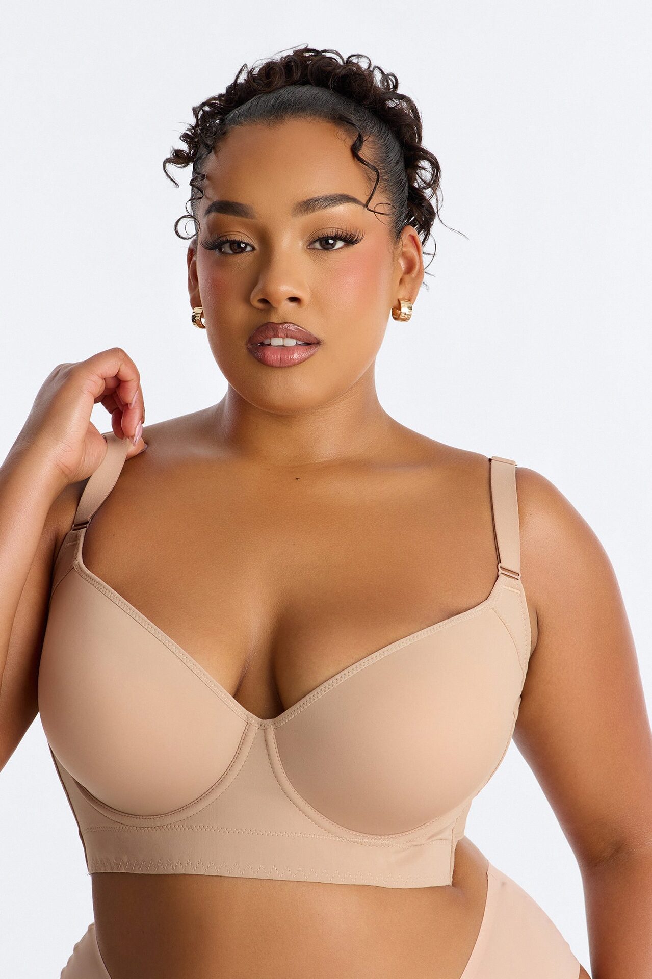 Supportive Underwire Lightly Padded Full Coverage Bra - Nude