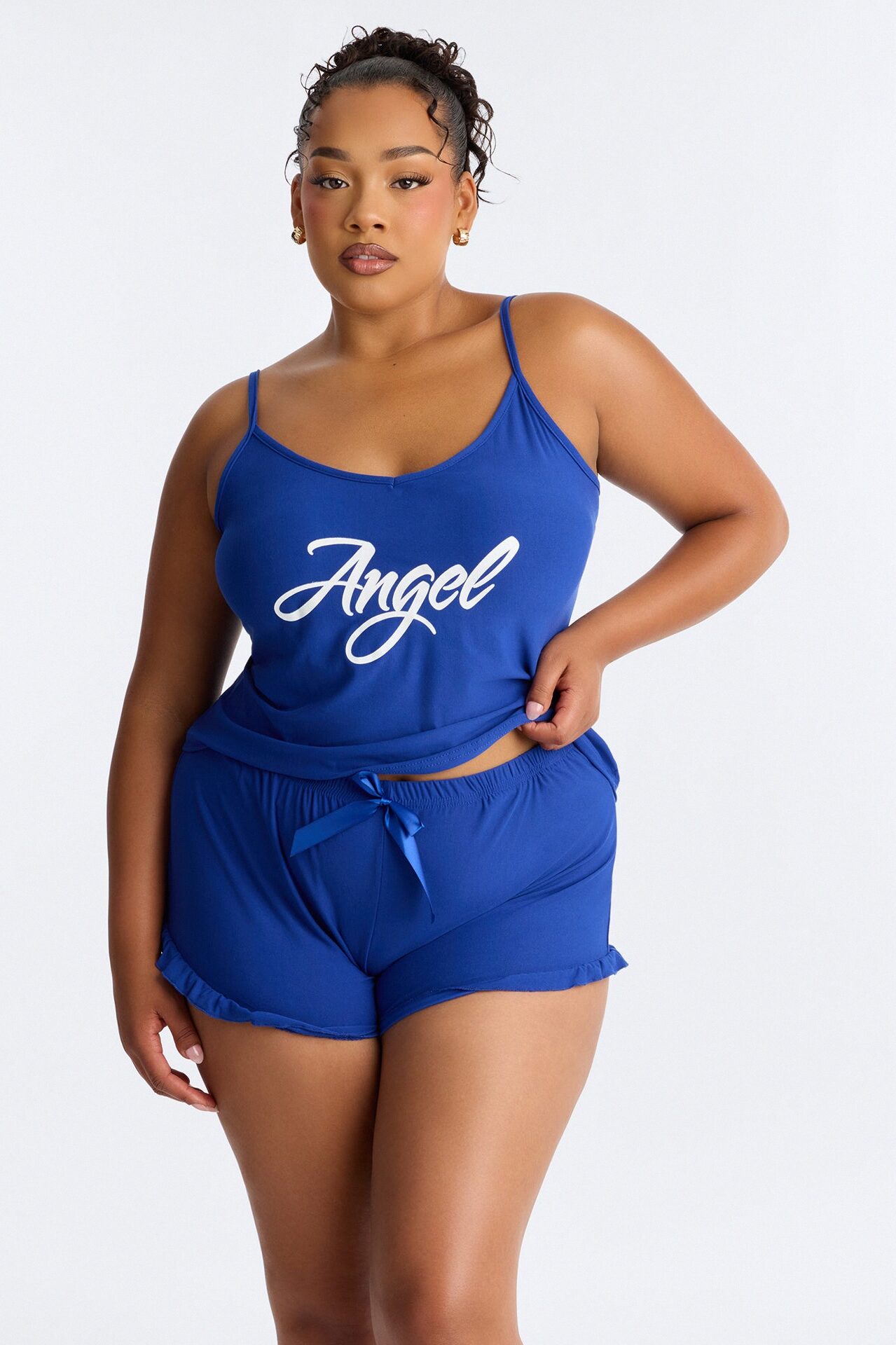 She's An Angel 2pc Ruffle PJ Short Set - Blue
