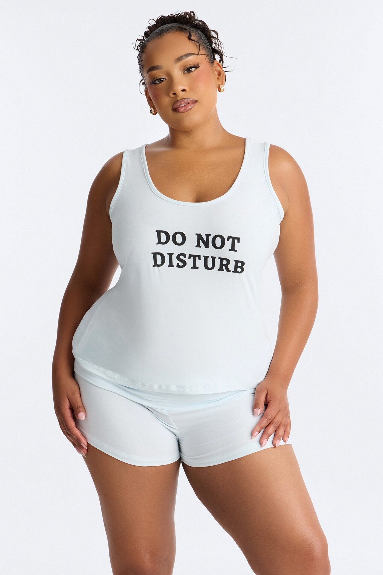 Do Not Disturb 2pc PJ Short Set - Light Blue