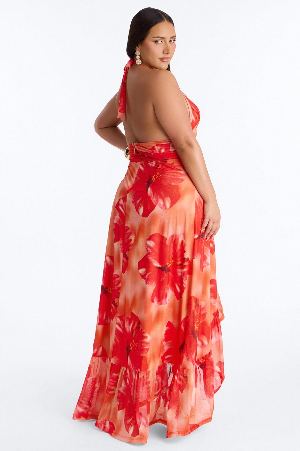Vacay Crush Halter Maxi Dress - Orange/combo