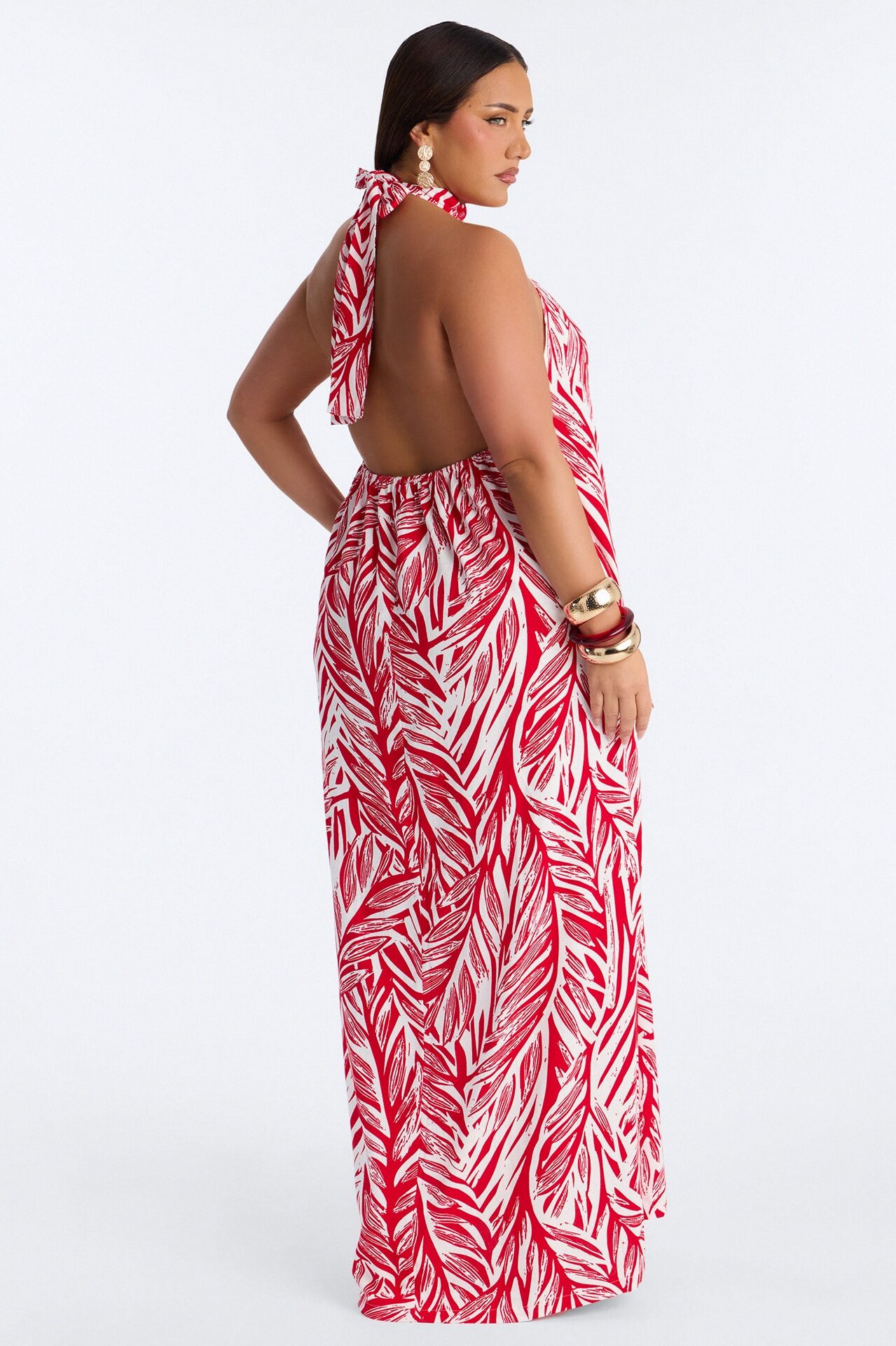 Jazlyn Printed Linen Maxi Dress - Red/combo
