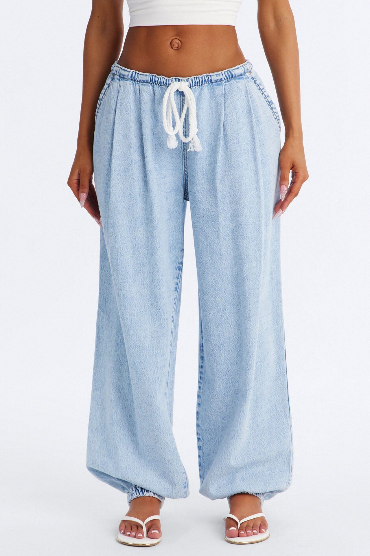 Bahama Babe Low Waist Pull On Jeans - Light Wash