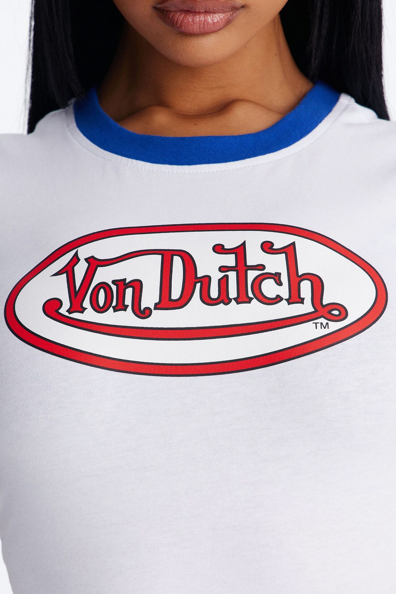 Von Dutch Americana Ringer Graphic Baby Tee - White