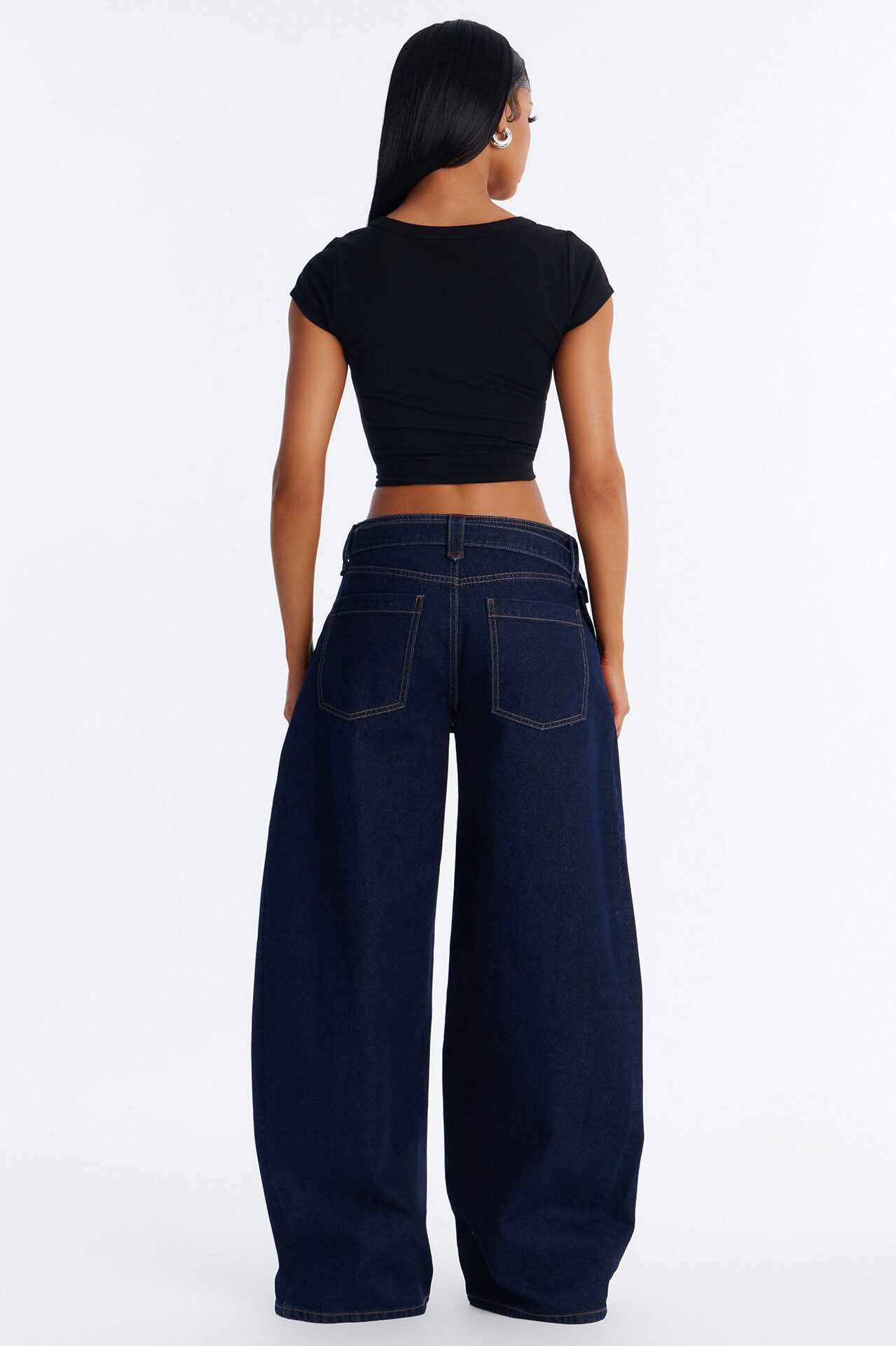 Belmar Utility Belt Wide Leg Jeans - Dark Denim