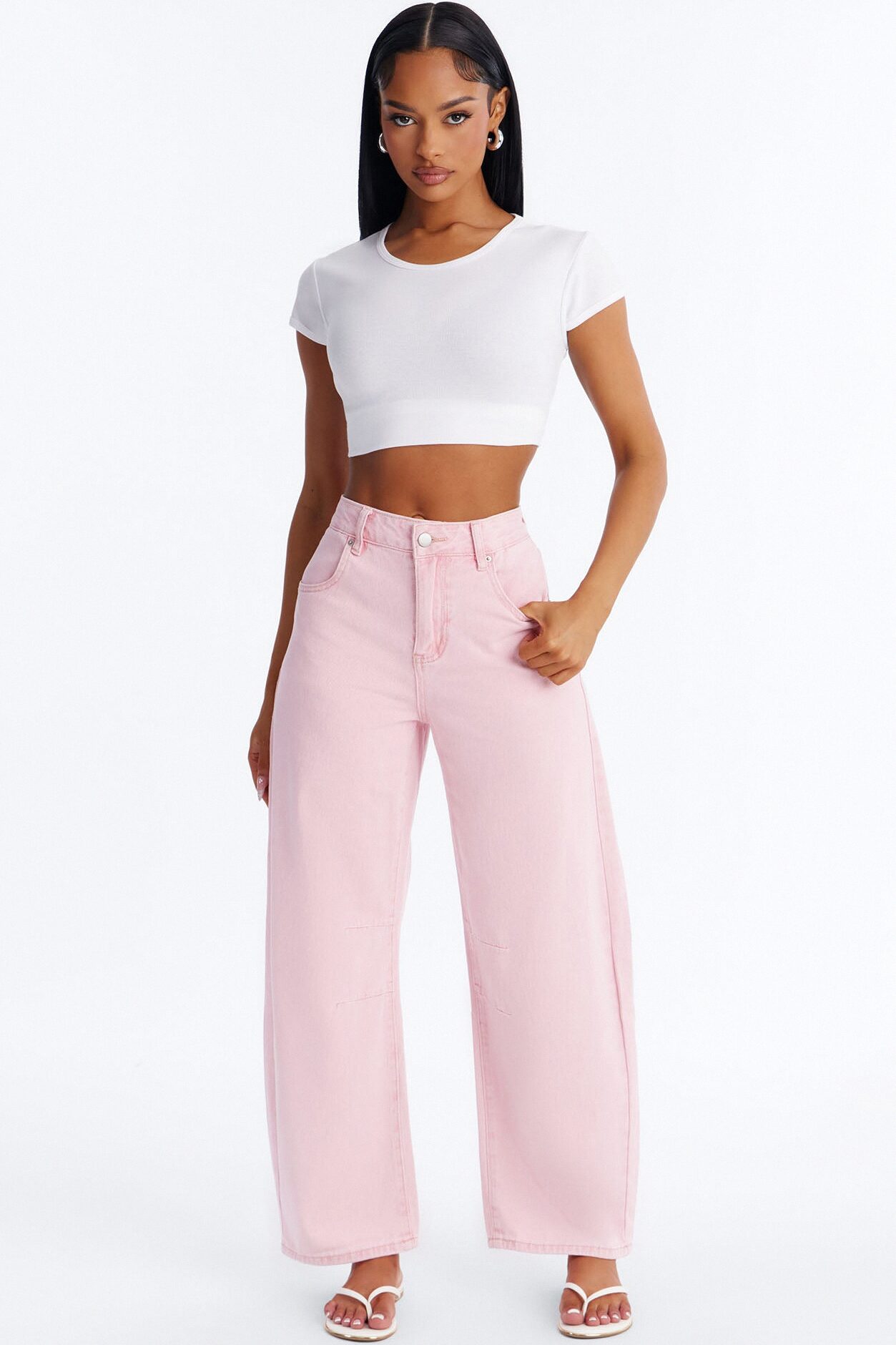 Coven Mineral Wash Barrel Leg Pant - Pink