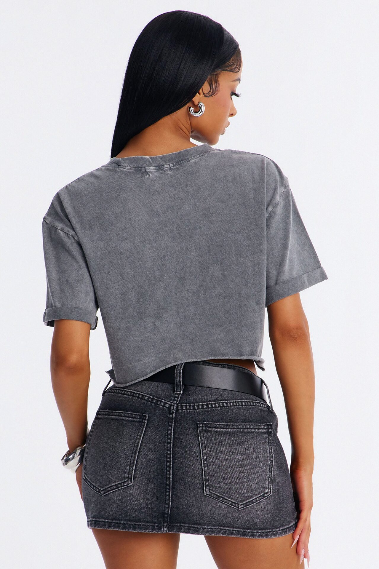 Cowboy Things Washed Cropped Tee - Black Wash