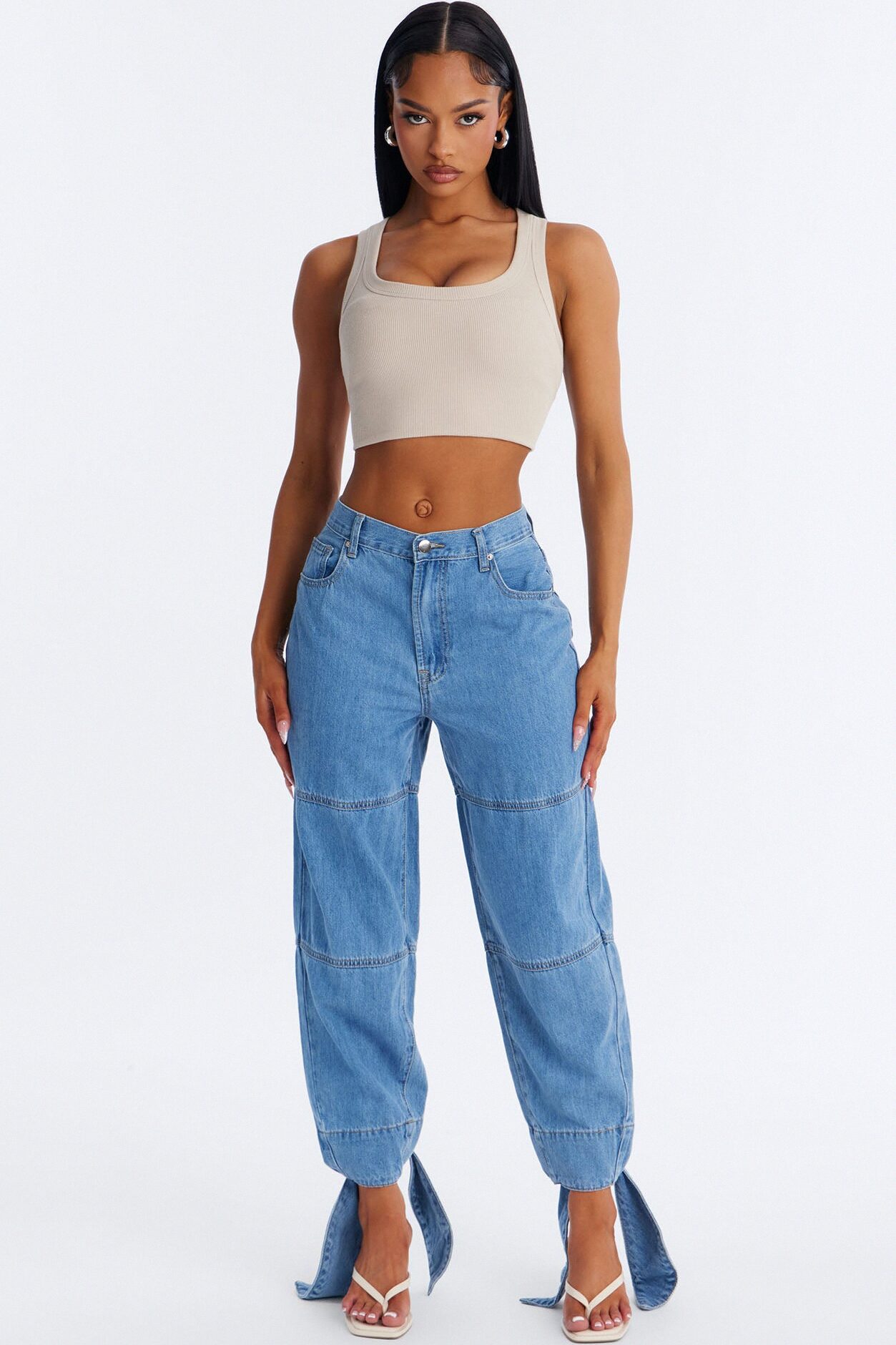 Yes My Darling Ankle Tie Jeans - Medium Wash