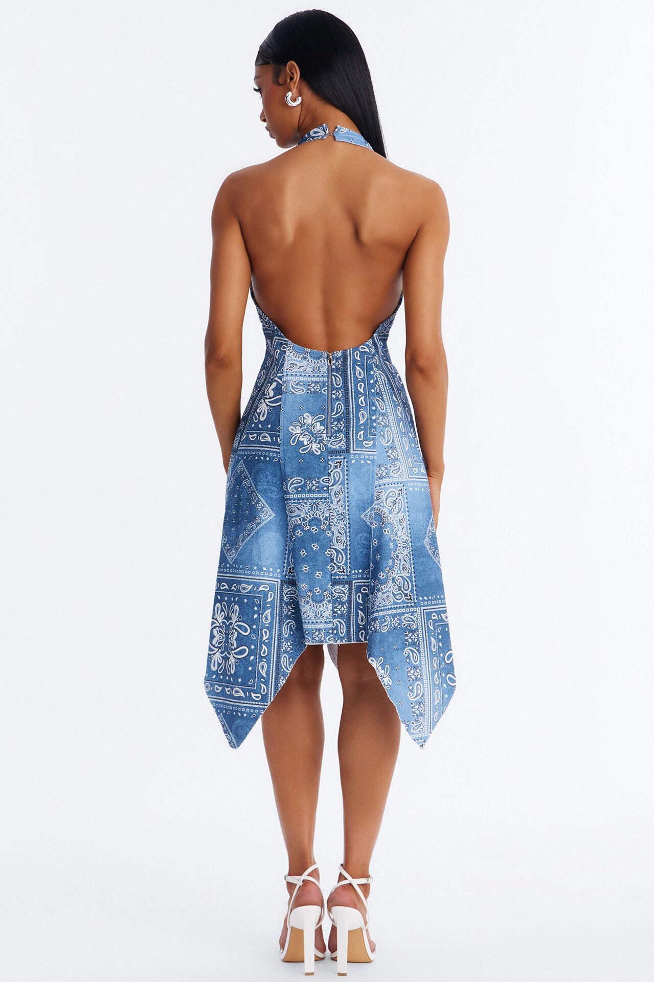Karly Bandana Denim Midi Dress - Denim