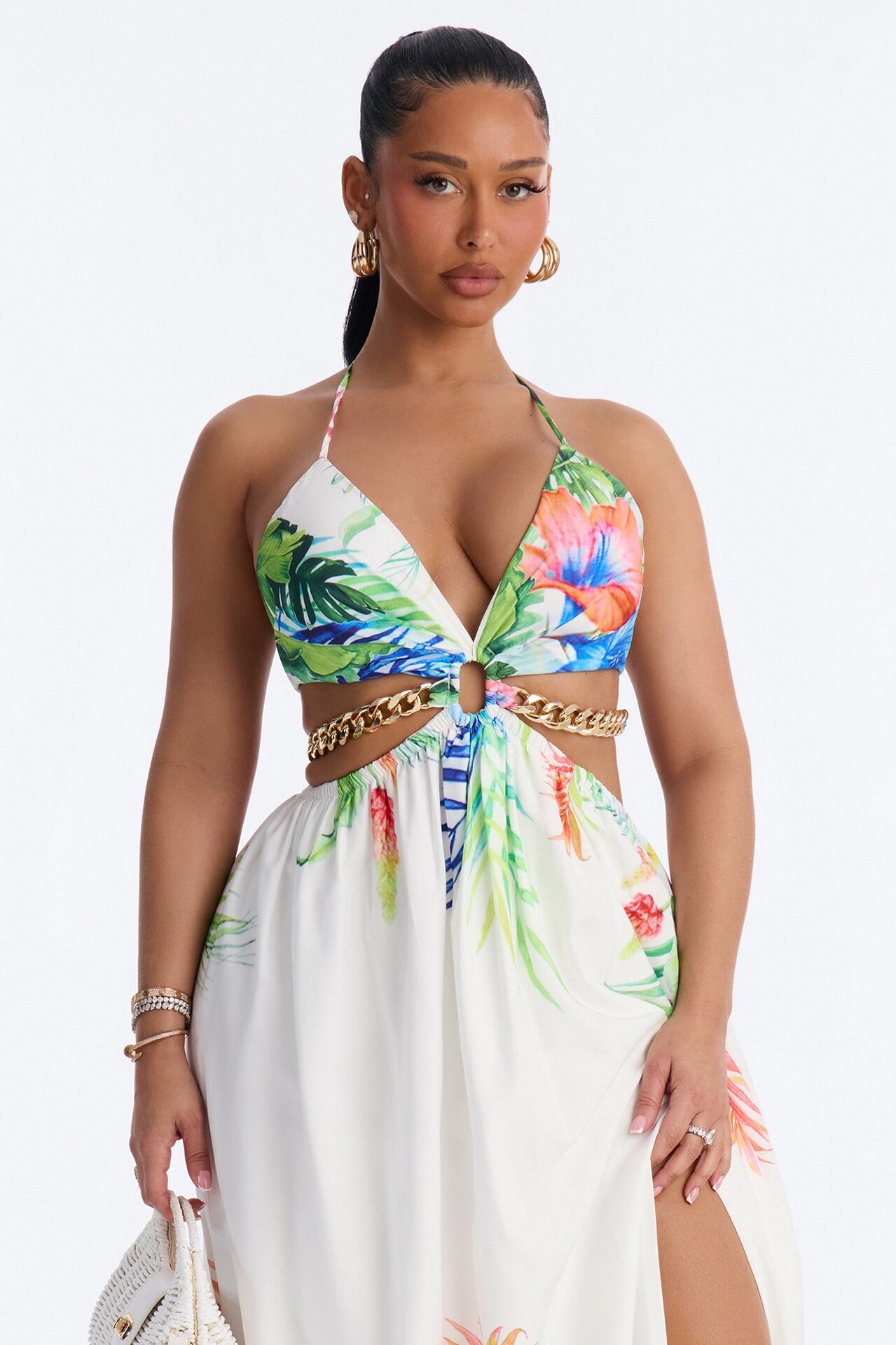Sweet Like Me Halter Maxi Dress - White/combo