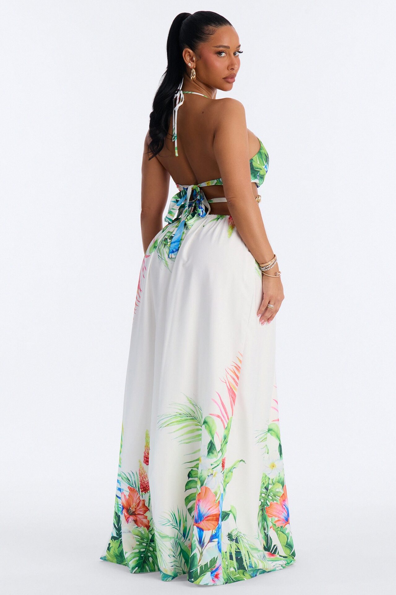 Sweet Like Me Halter Maxi Dress - White/combo