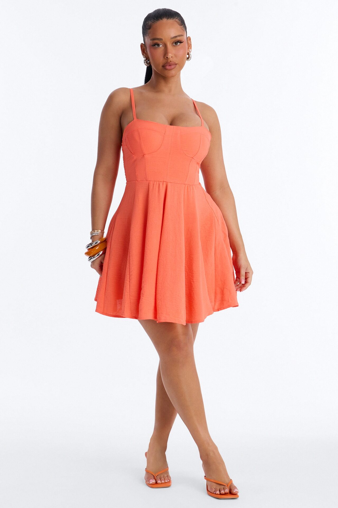 Candice Pleated Airflow Mini Dress - Coral