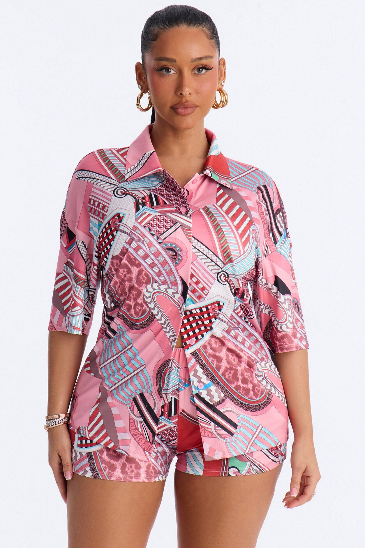 Island Mood Short Set - Pink/combo