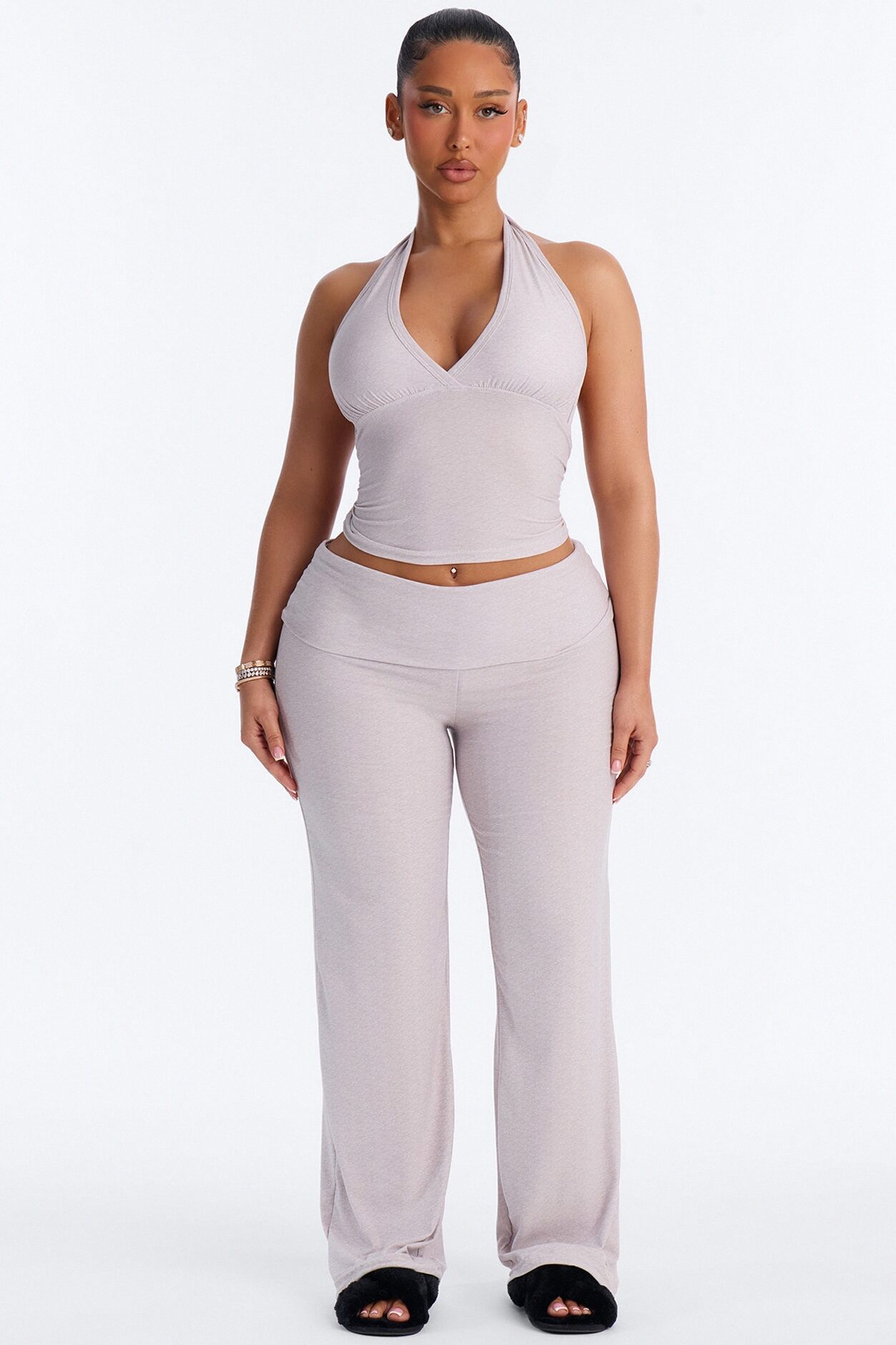 Stay Cozy Halter PJ Pant Set - Heather Grey