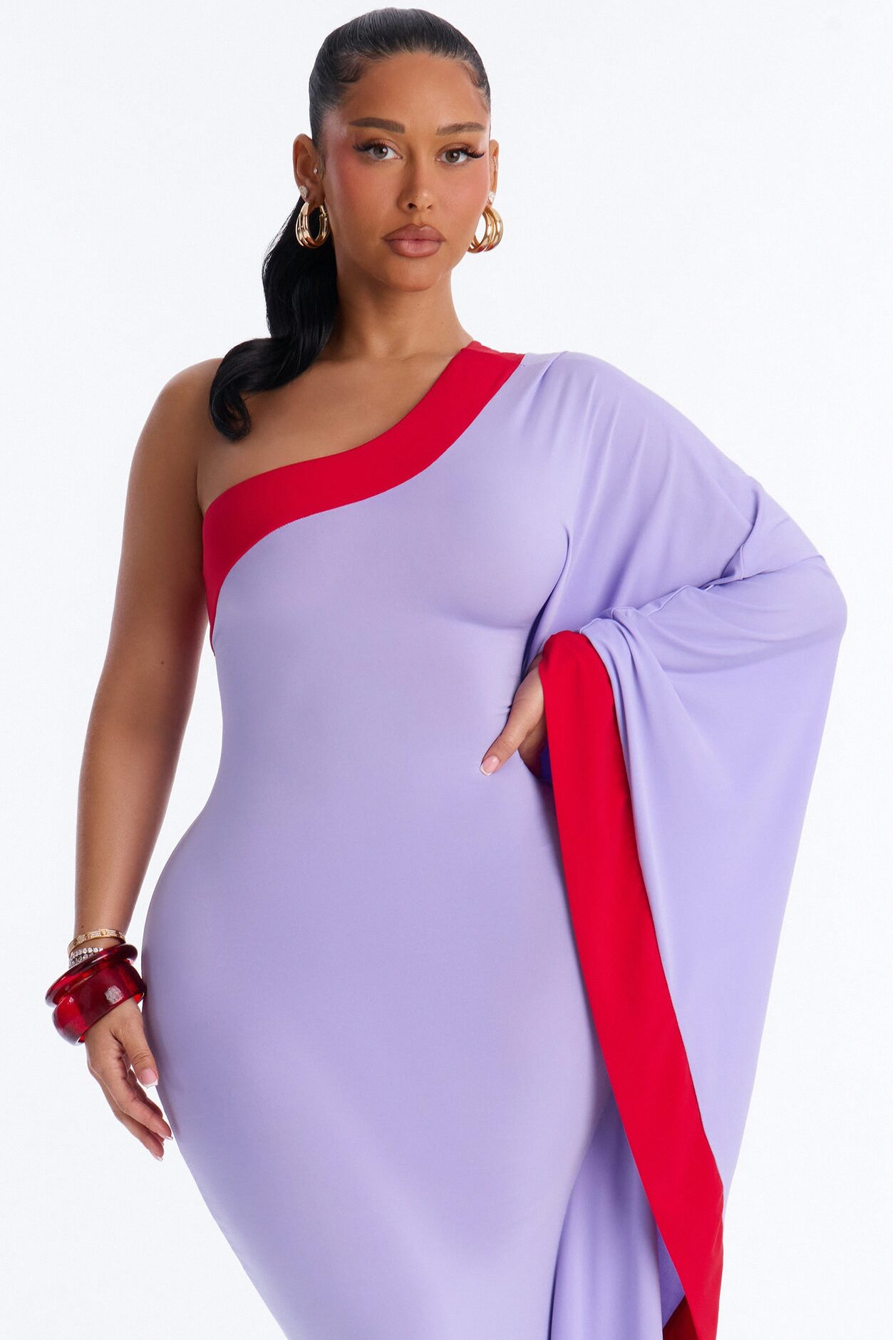 Casually Allure One Shoulder Maxi Dress - Lavender