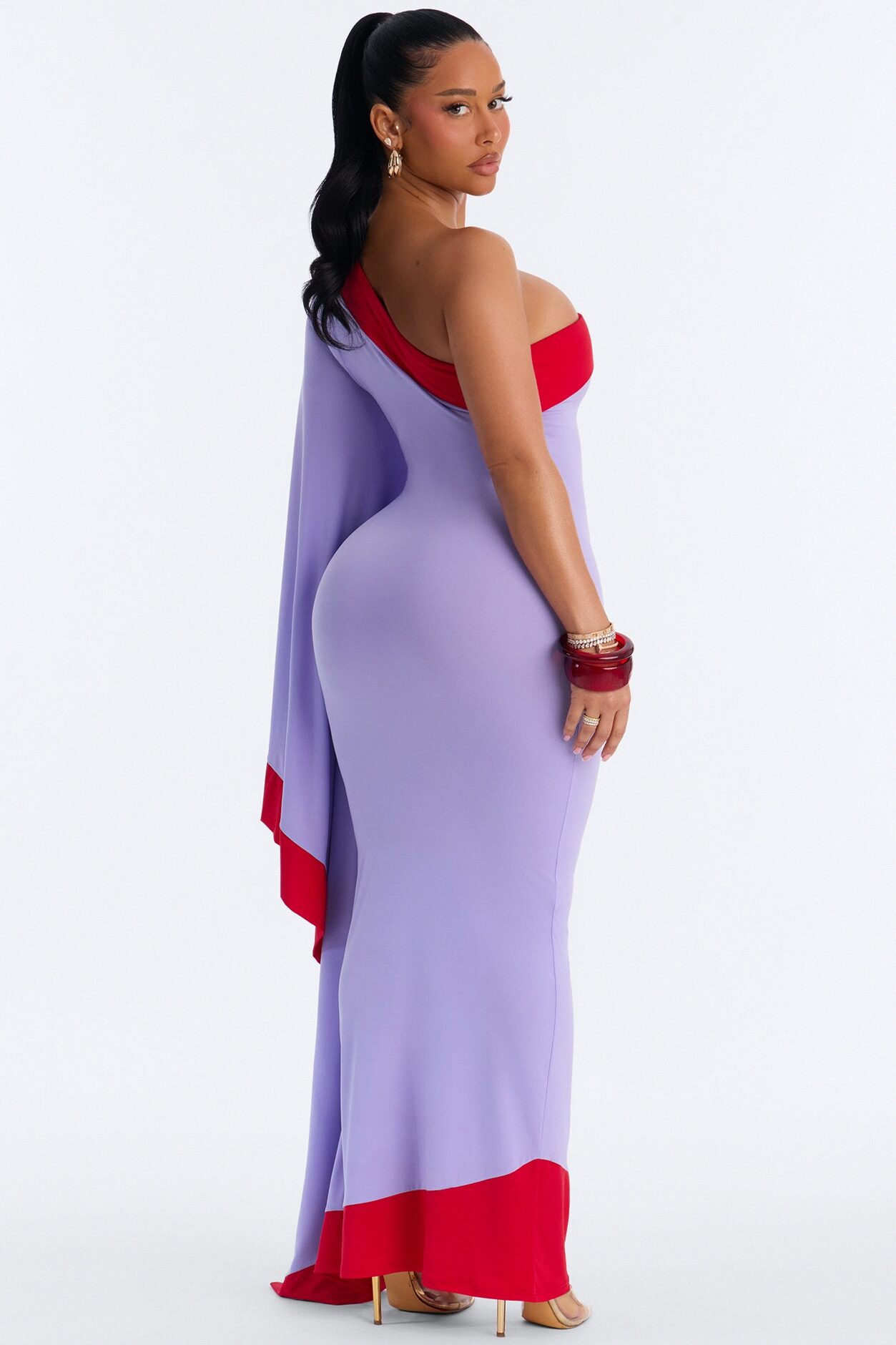 Casually Allure One Shoulder Maxi Dress - Lavender