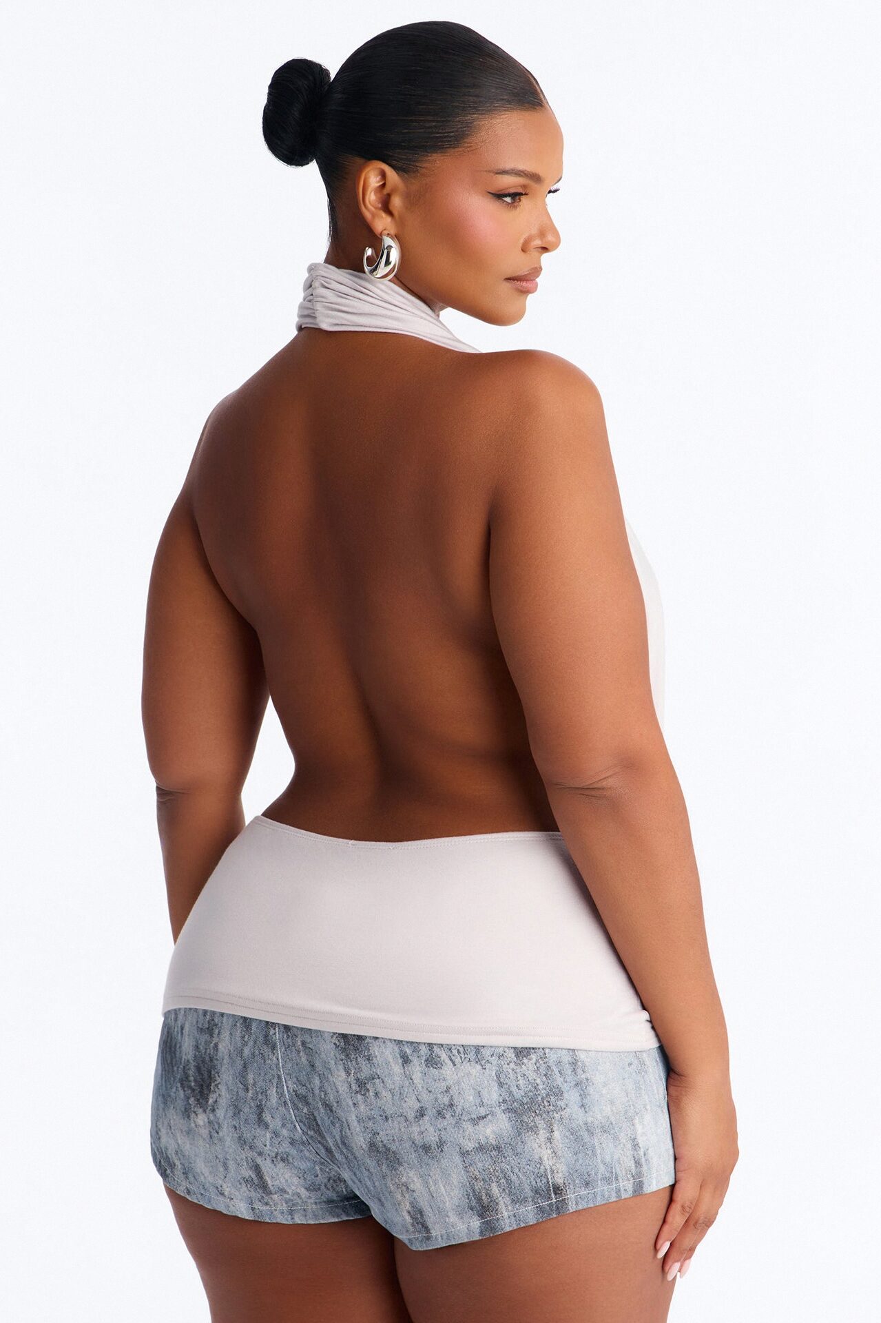 Amaya Cowl Neck Halter Top - Grey