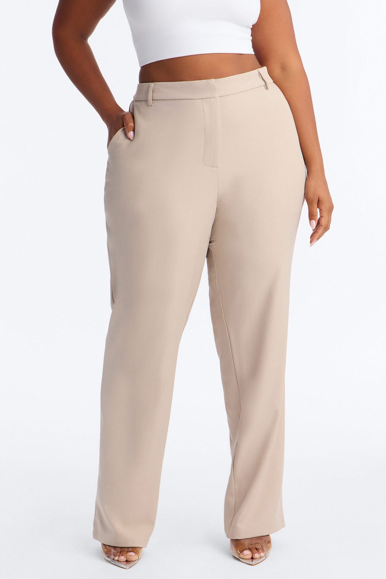 Alani Straight Leg Trouser - Stone