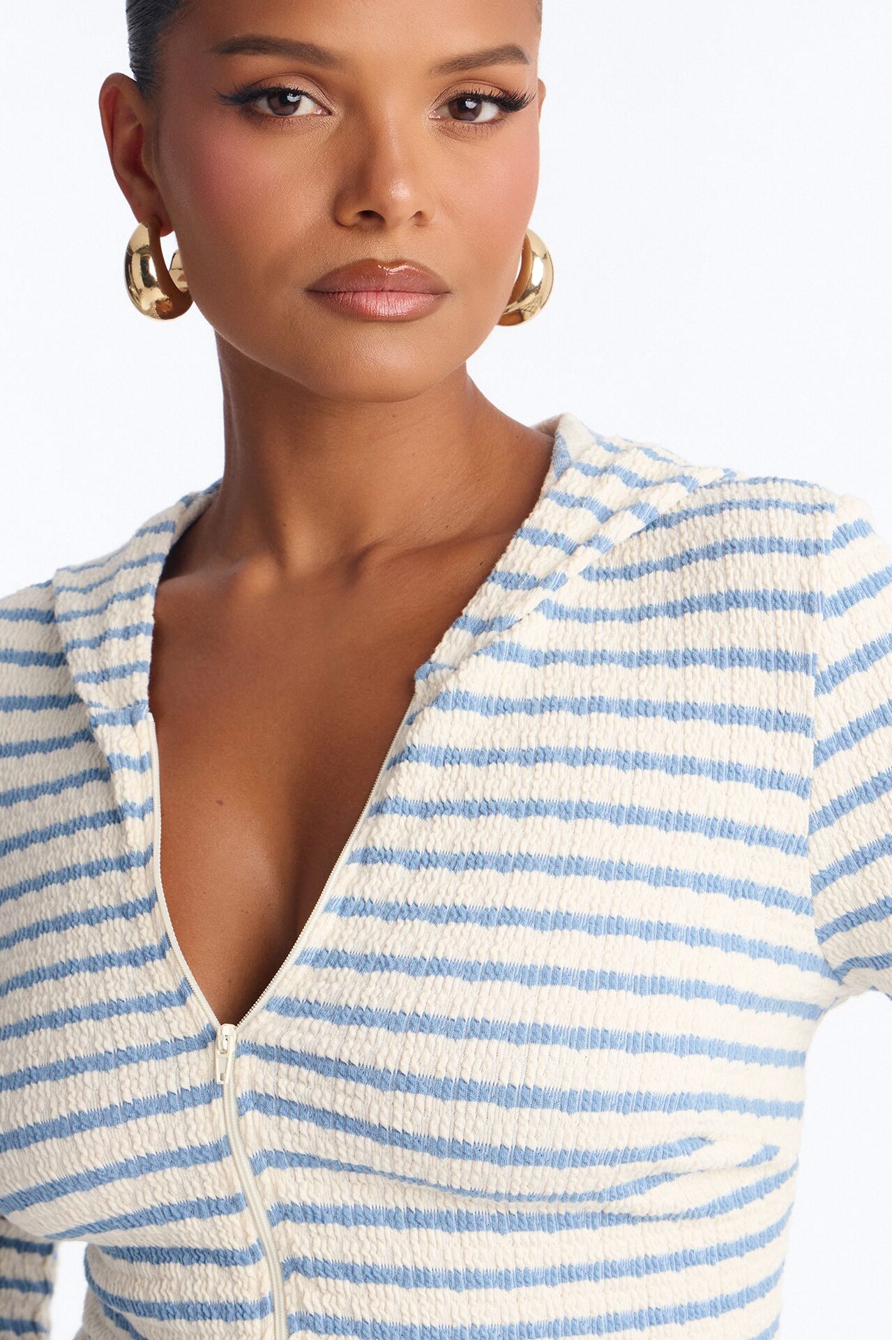 Delia Textured Striped Short Set - Blue/combo