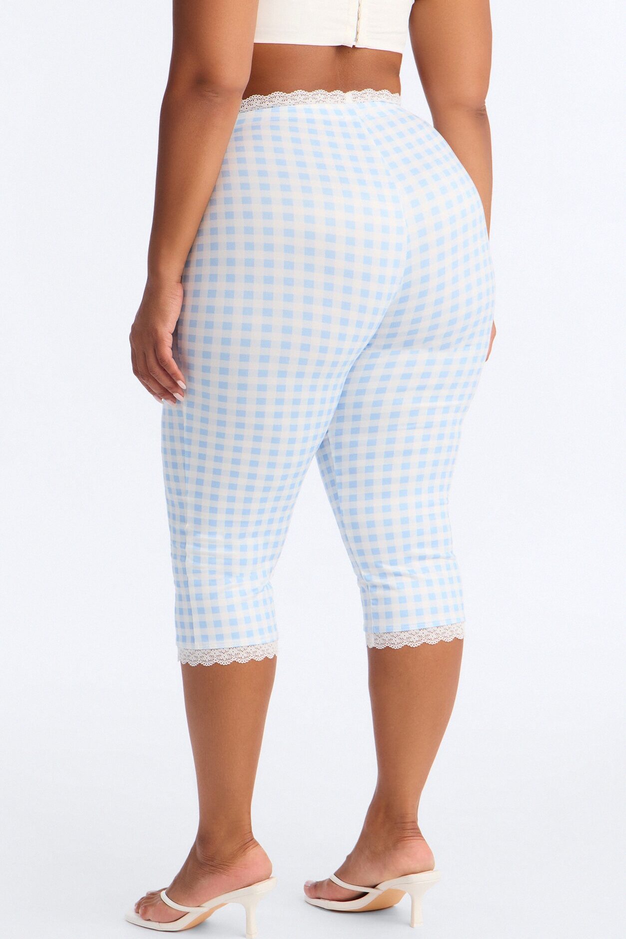 Florentina Lace Trim Capri Legging - Blue/combo