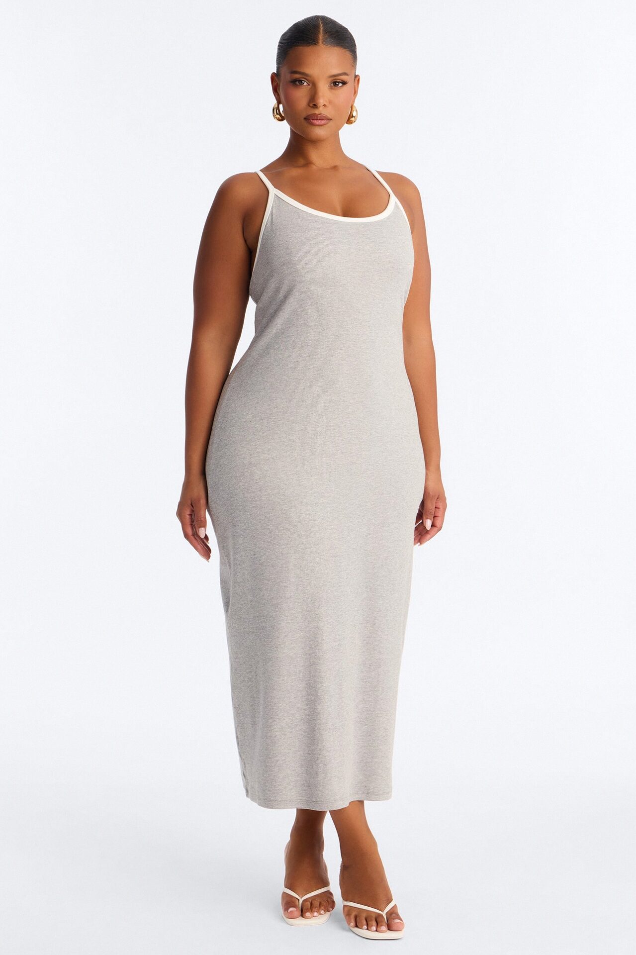 Lowkey Built In Bra Cami Midi Dress - Grey