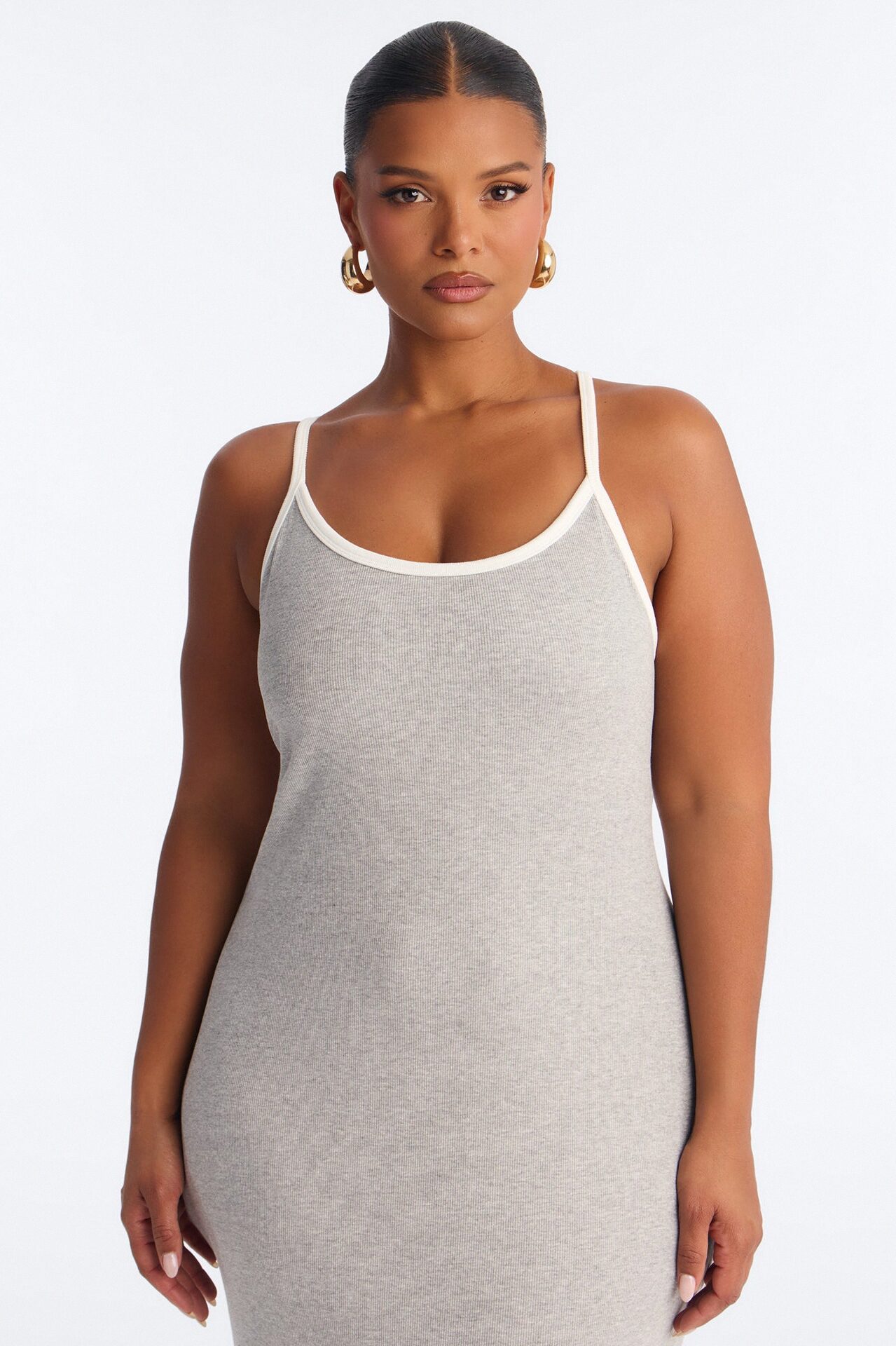 Lowkey Built In Bra Cami Midi Dress - Grey