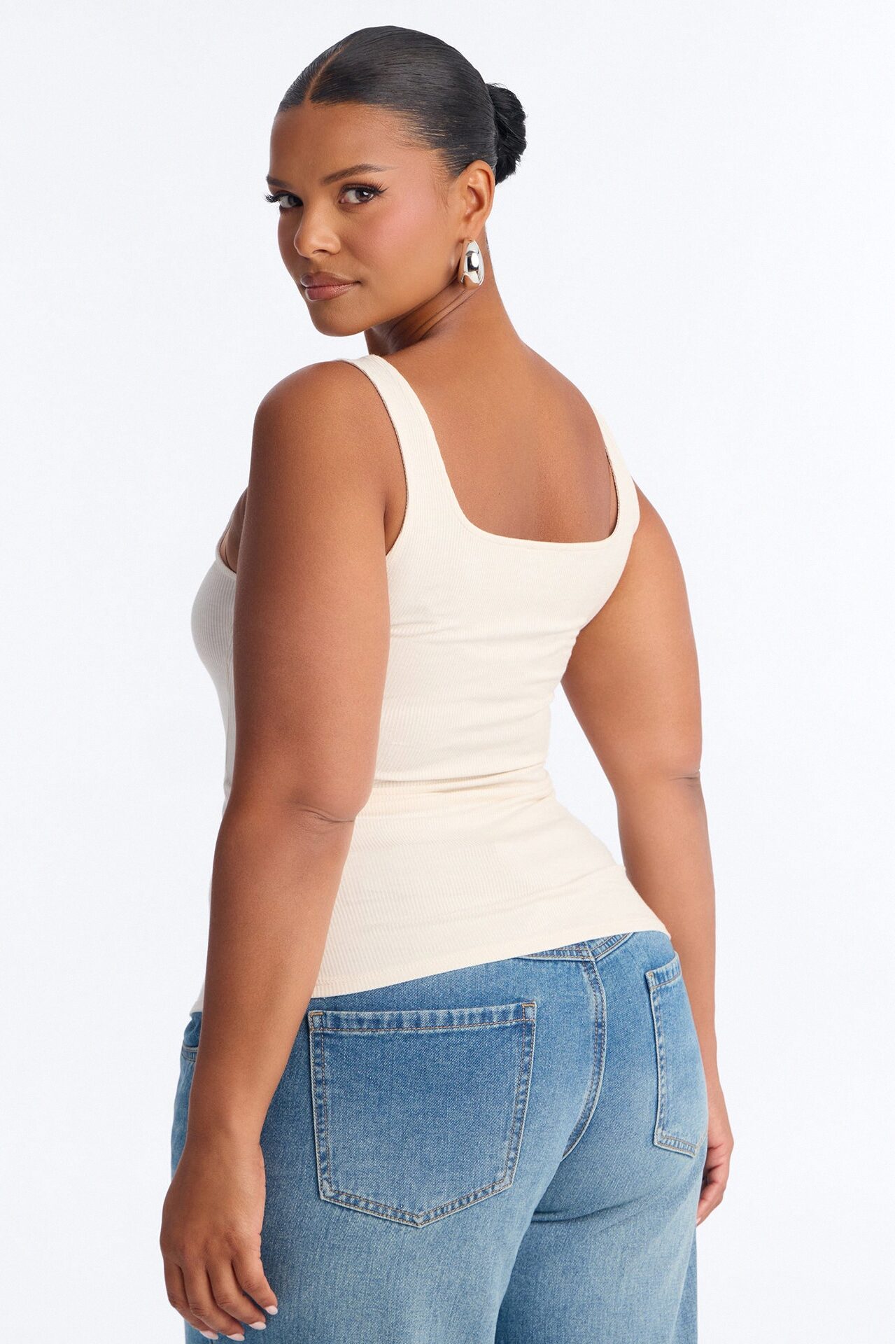 Madison Basic Square Neck Tank Top - Stone