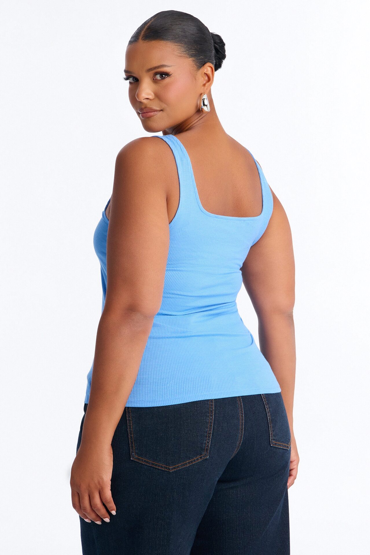 Madison Basic Square Neck Tank Top - Periwinkle