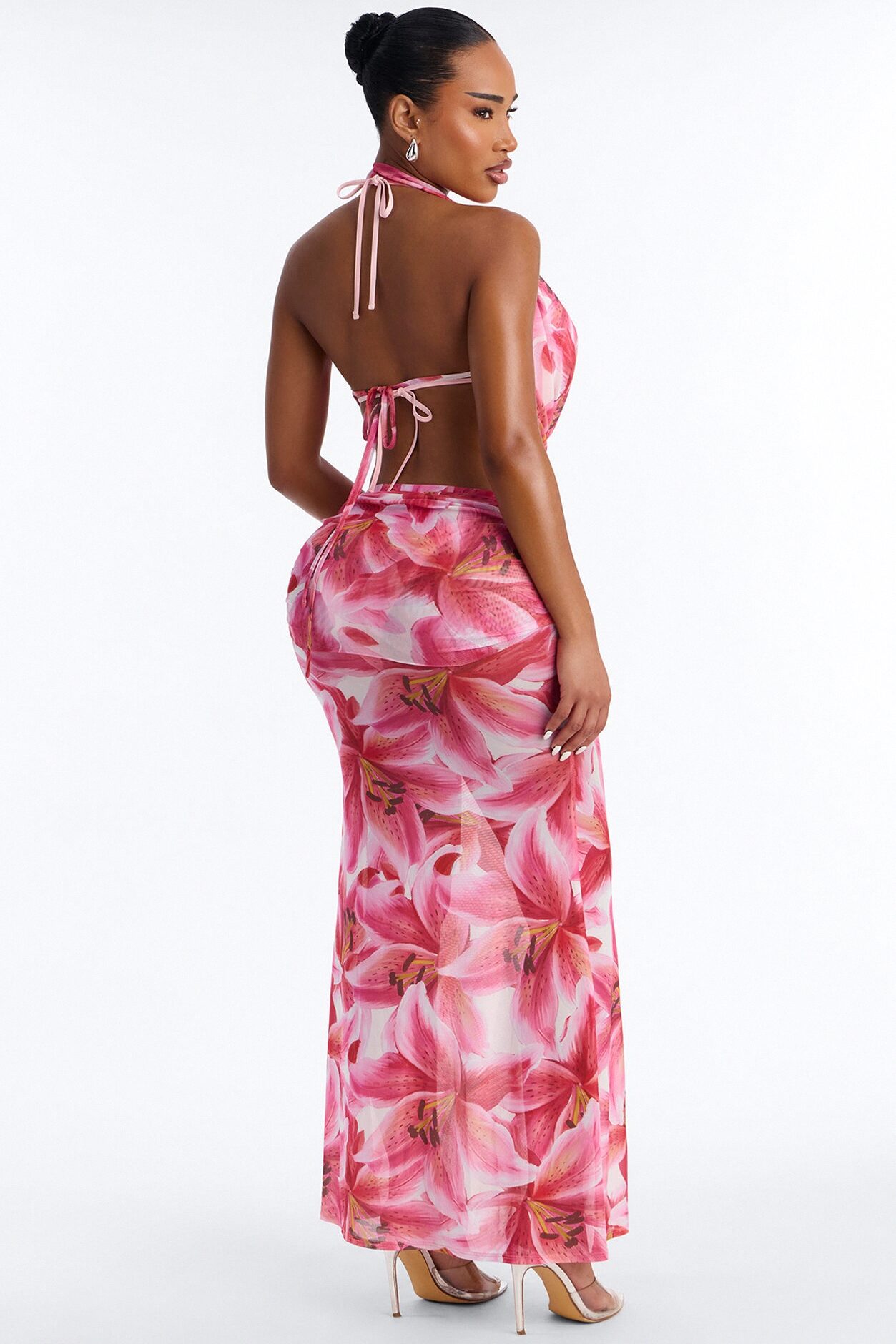 Allegra Floral 4 Piece Cowl Neck Sunsuit - Pink/combo