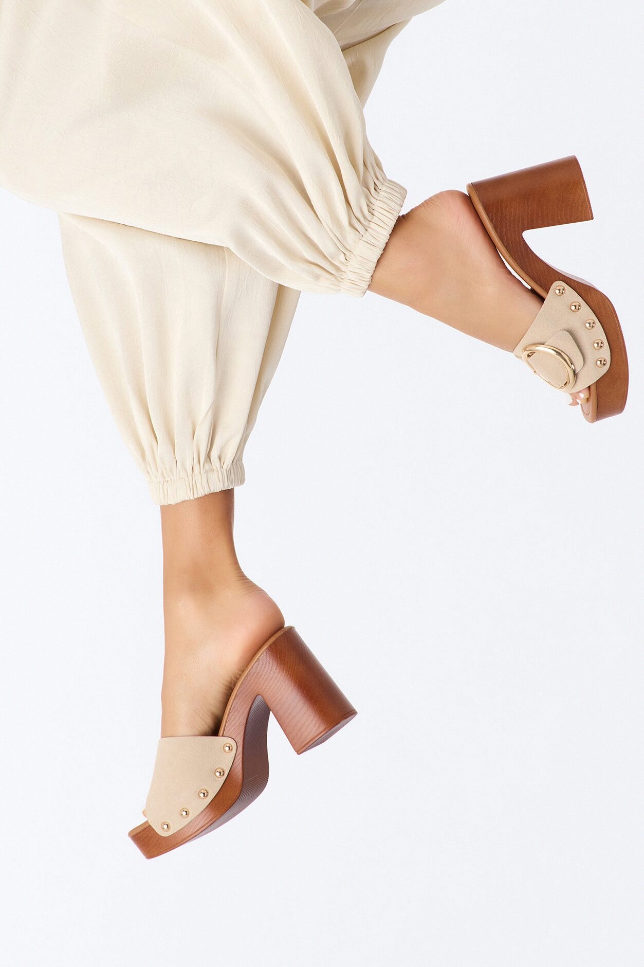Peyton Platform Mules - Cream