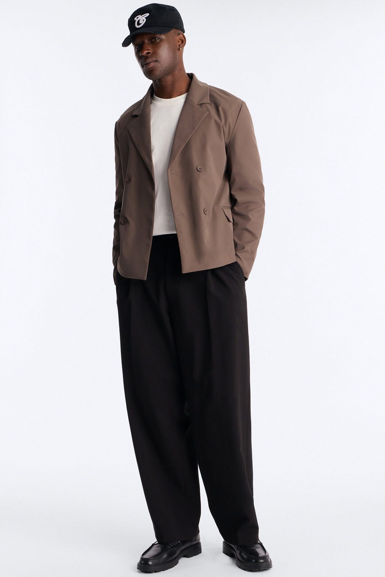 Heirloom Cropped Double Breasted Blazer - Grey