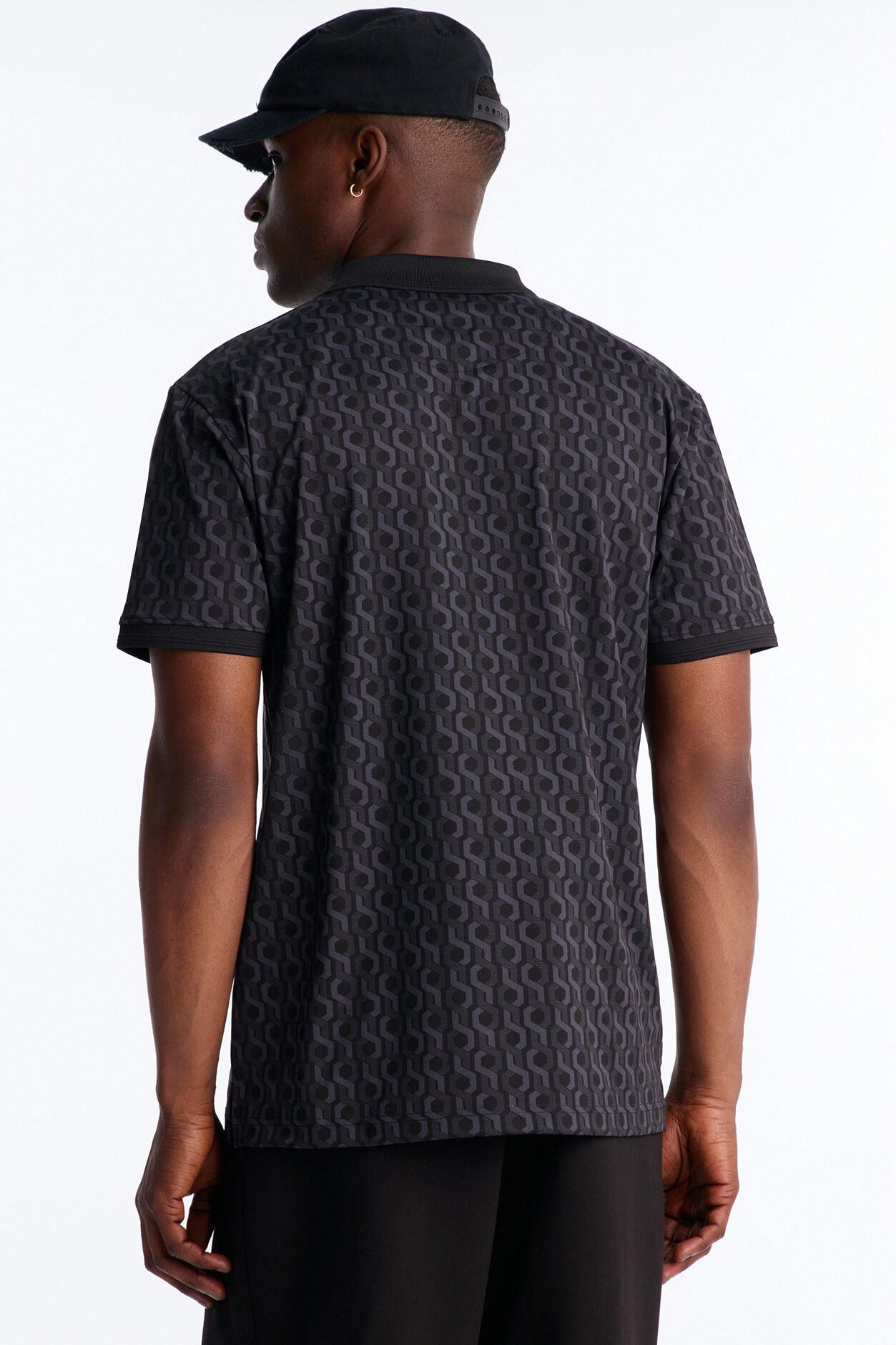 Circa Grid Quarter Zip Polo - Black/Grey