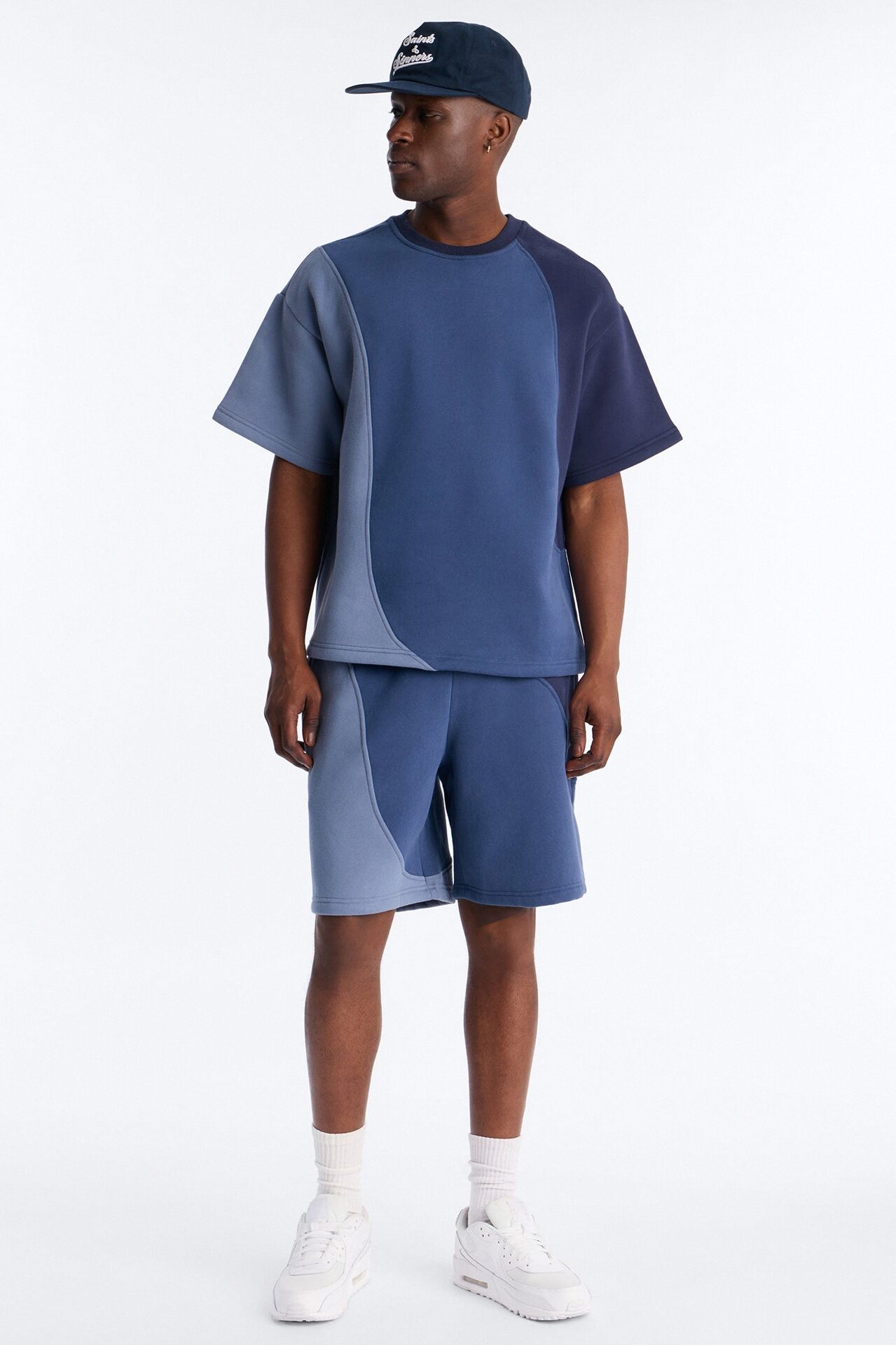 Oversized Neapolitan Paneled Sweatshirt - Blue/combo