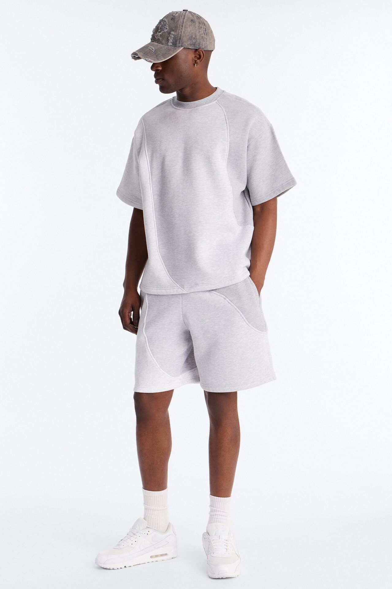 Neapolitan Paneled Relaxed Sweatshort - Grey/combo