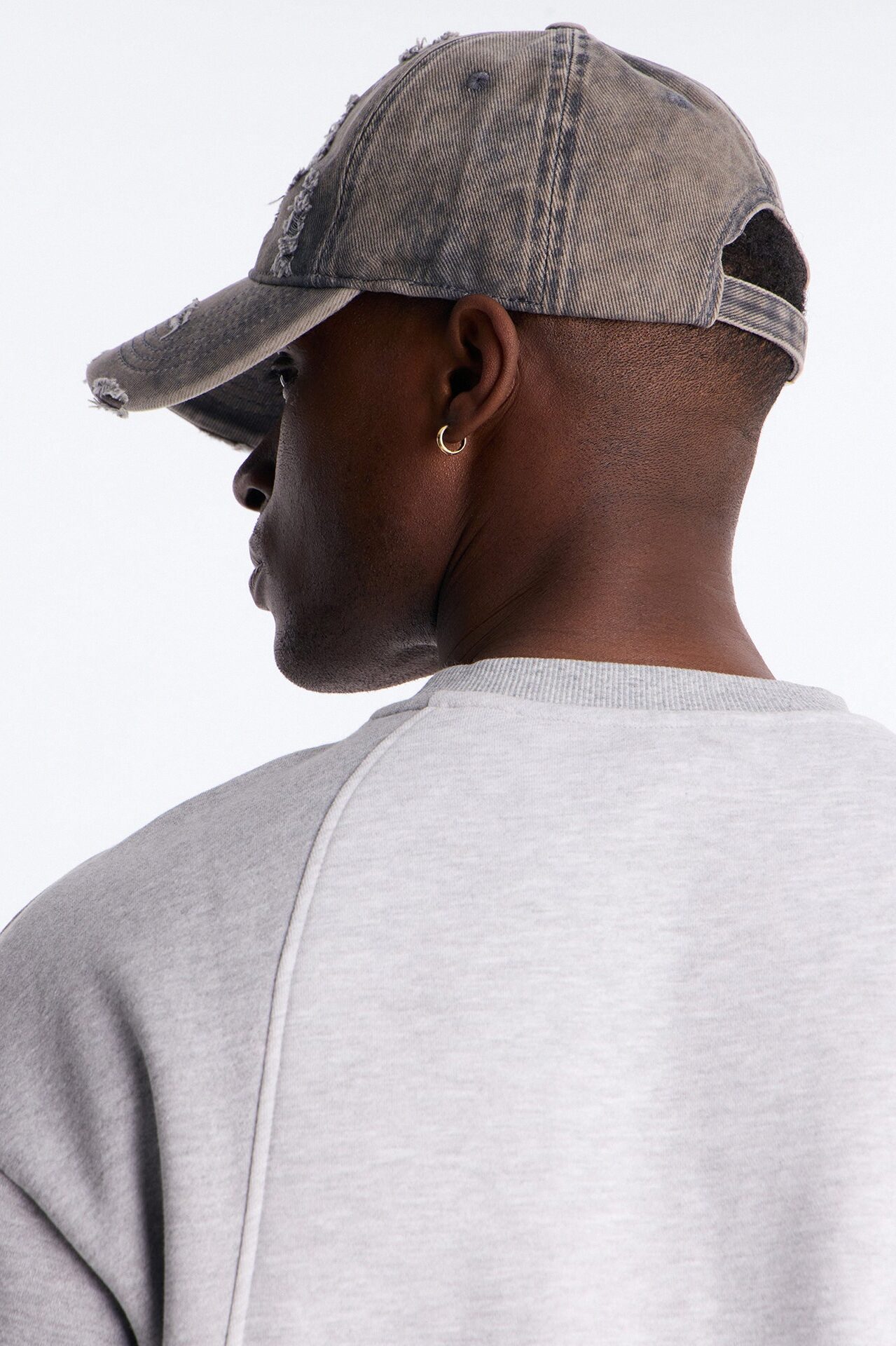 Distressed Damaged Wash Snapback Hat - Grey