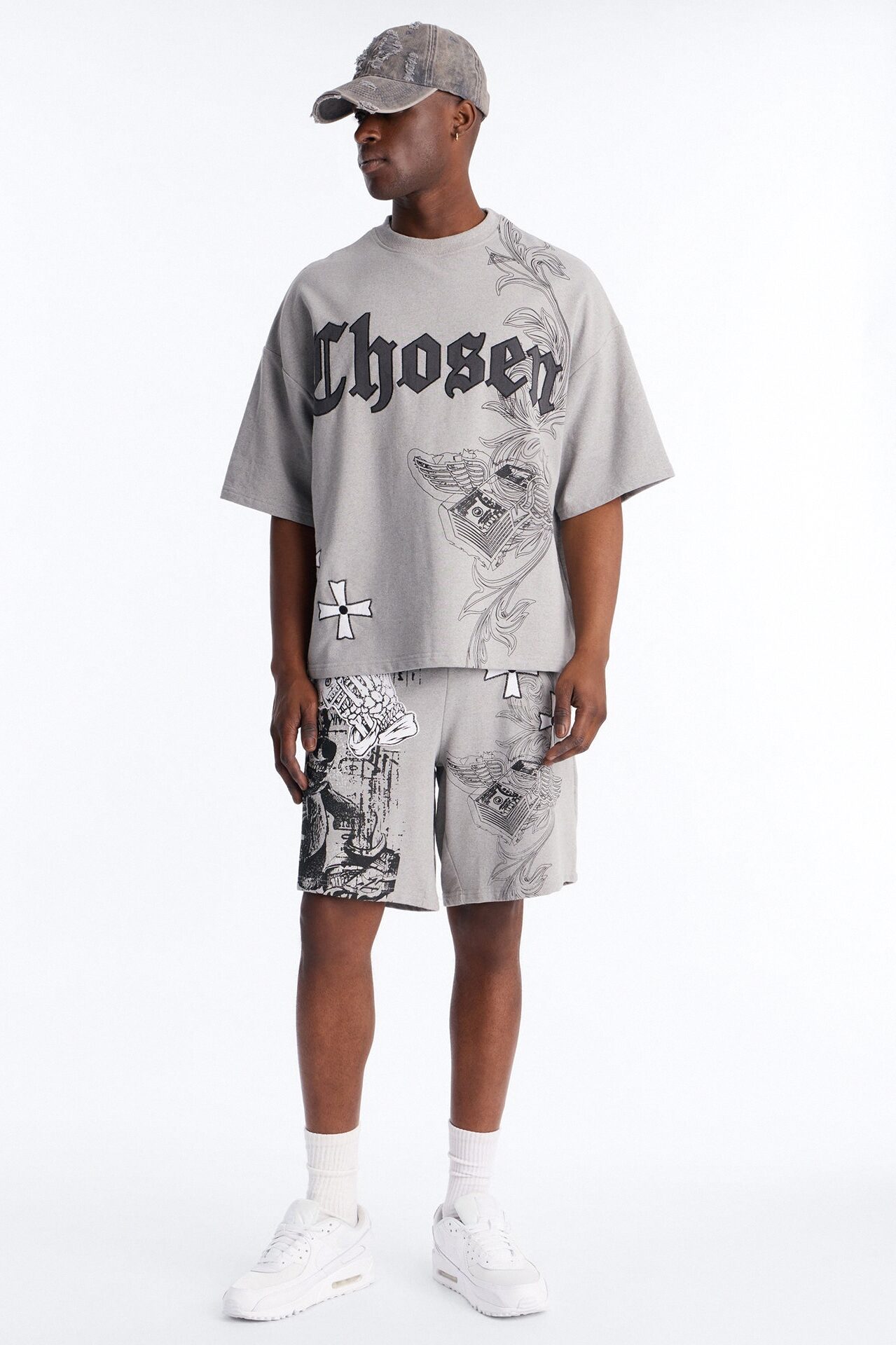Chosen One Patch Oversized French Terry Tee - Grey