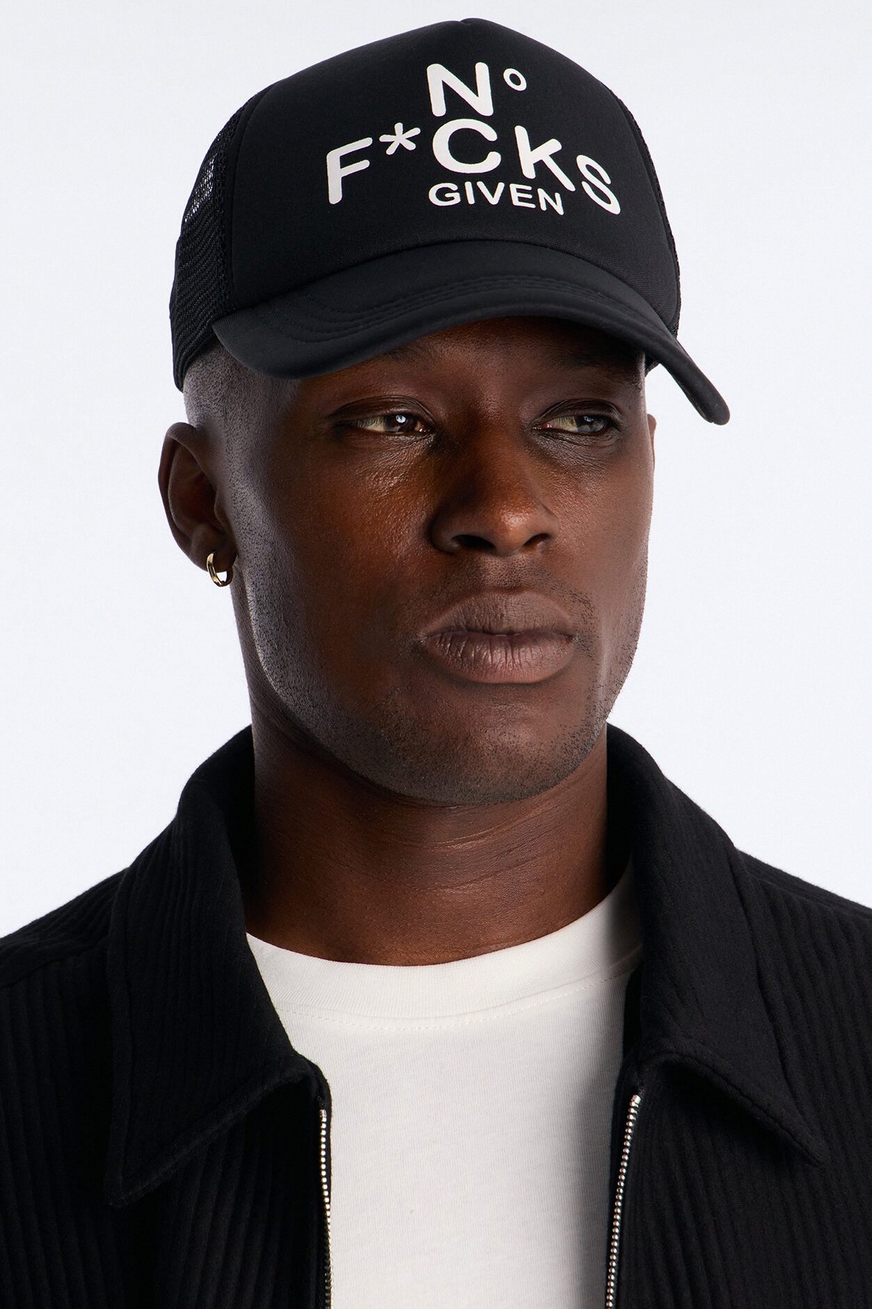 No Fcks Given Trucker Snapback Hat - Black